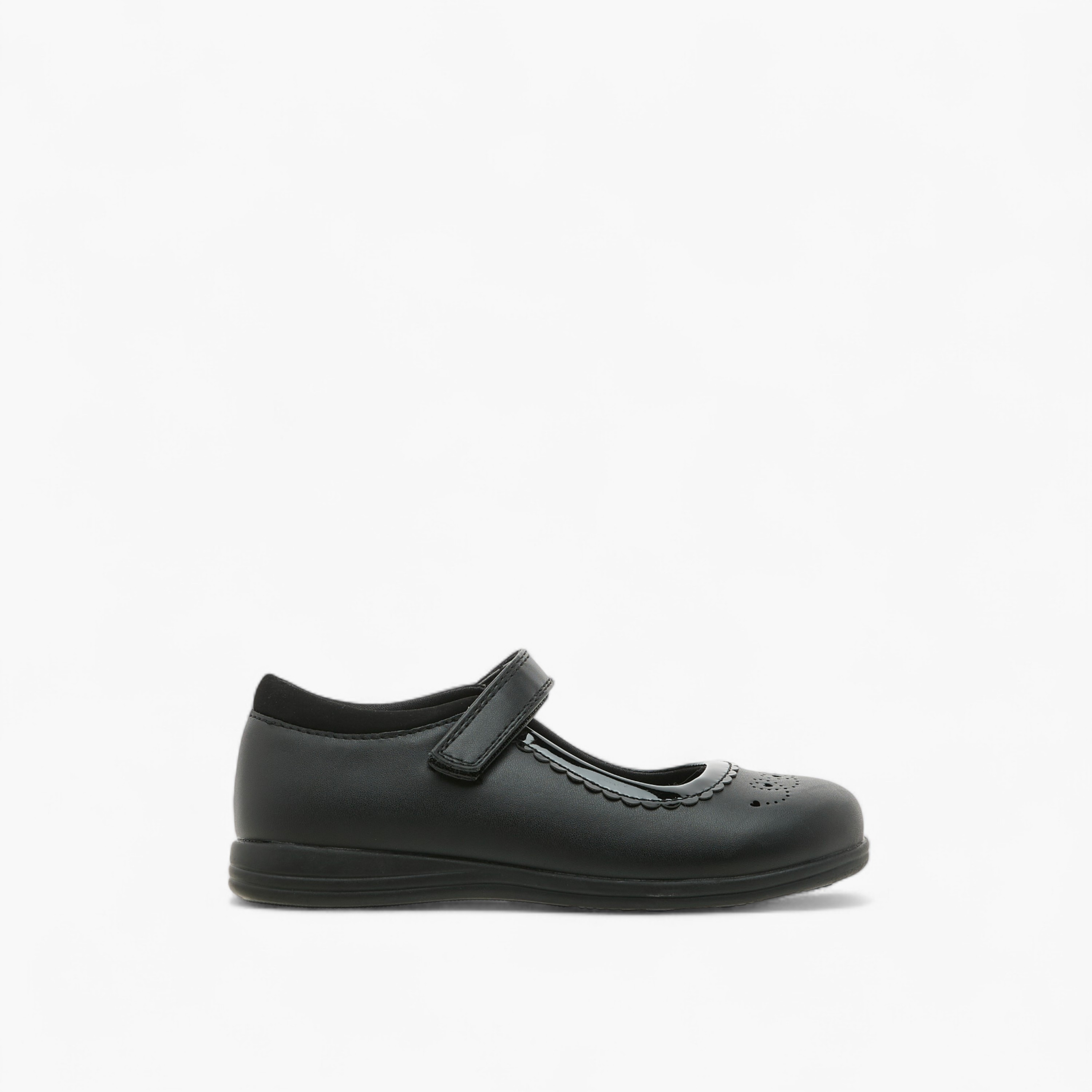 Juniors Textured School Shoes with Hook and Loop Closure-girls-shoes-schoolshoes-image-3