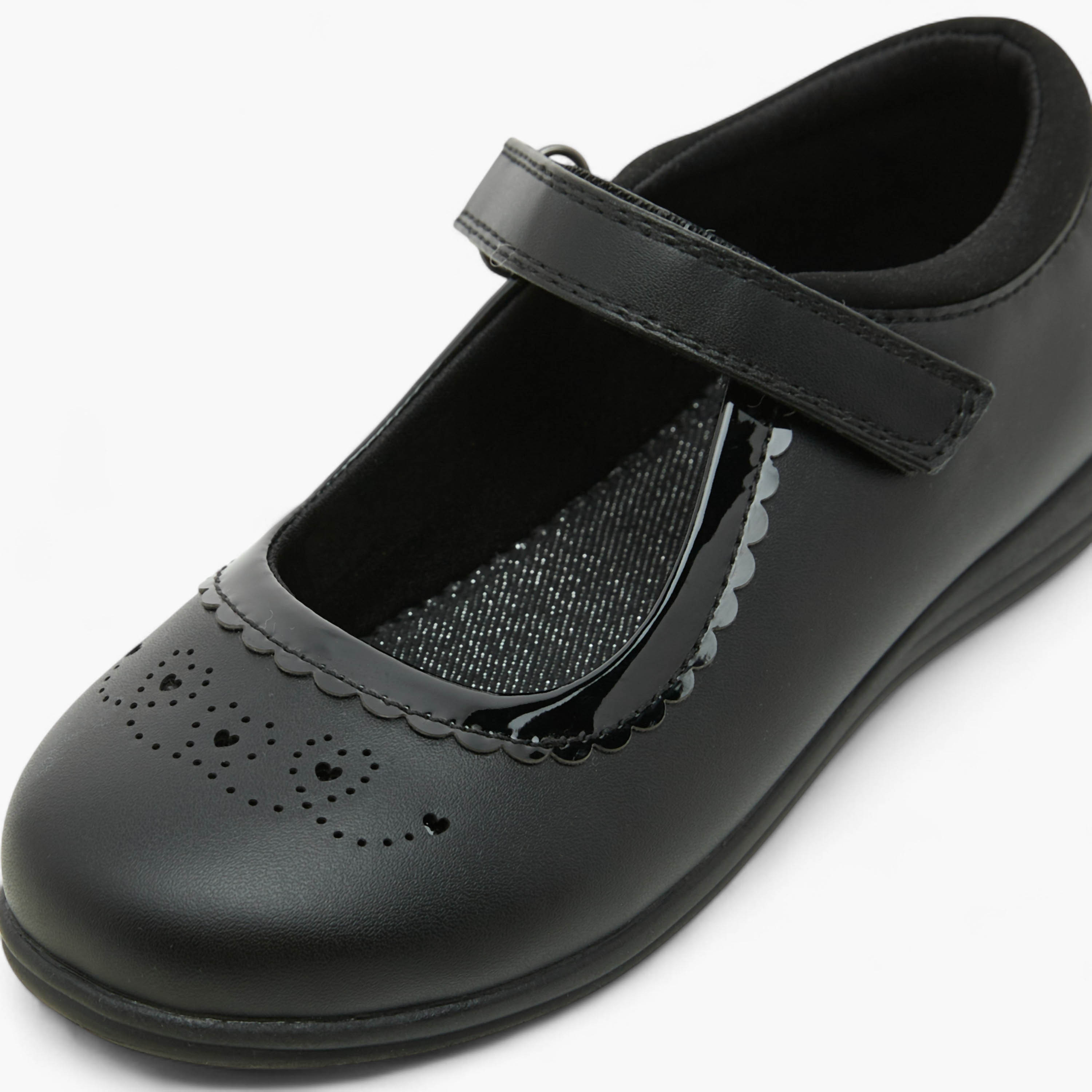 Juniors Textured School Shoes with Hook and Loop Closure-girls-shoes-schoolshoes-image-6