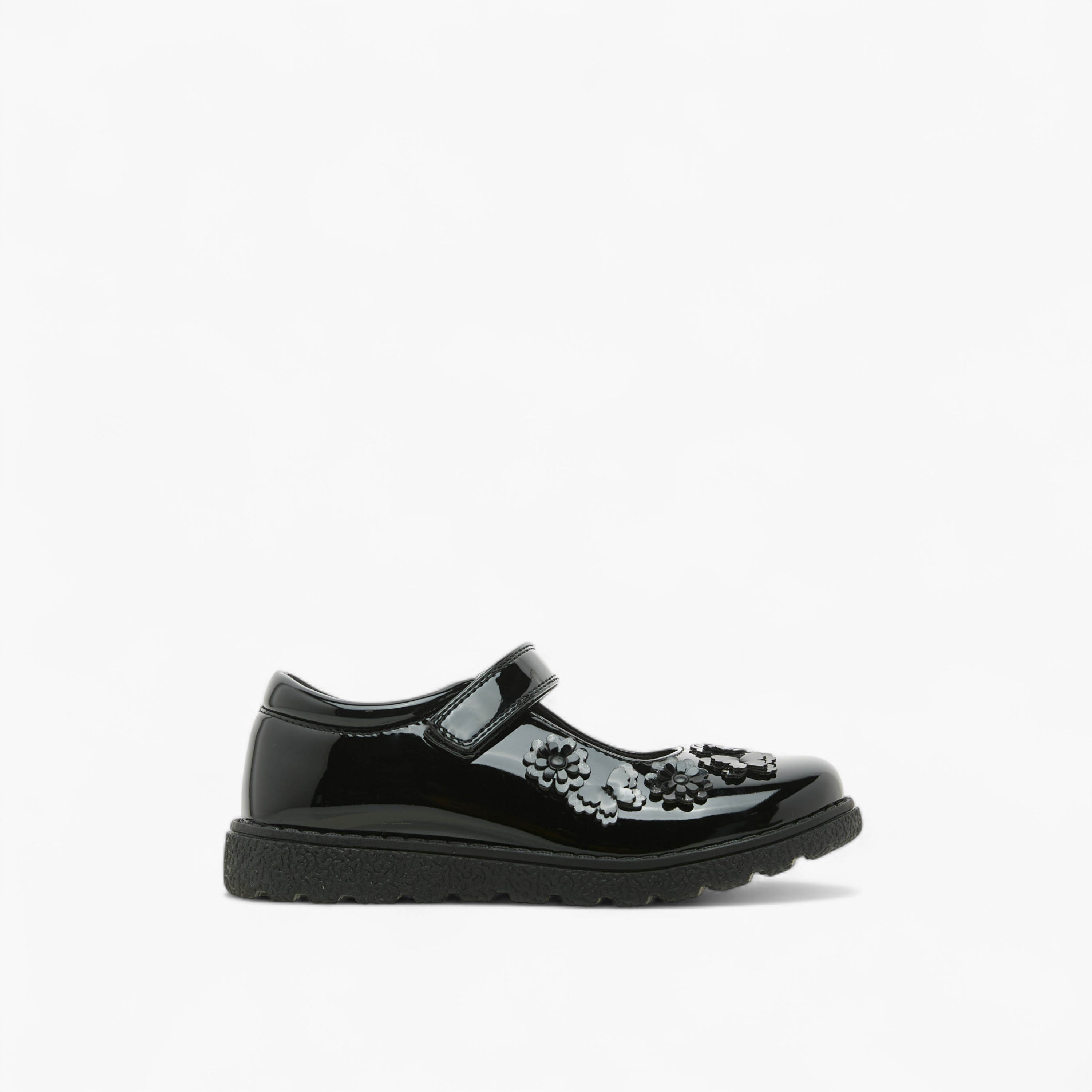 Juniors Flower Applique School Shoes with Hook and Loop Closure-girls-shoes-schoolshoes-image-3