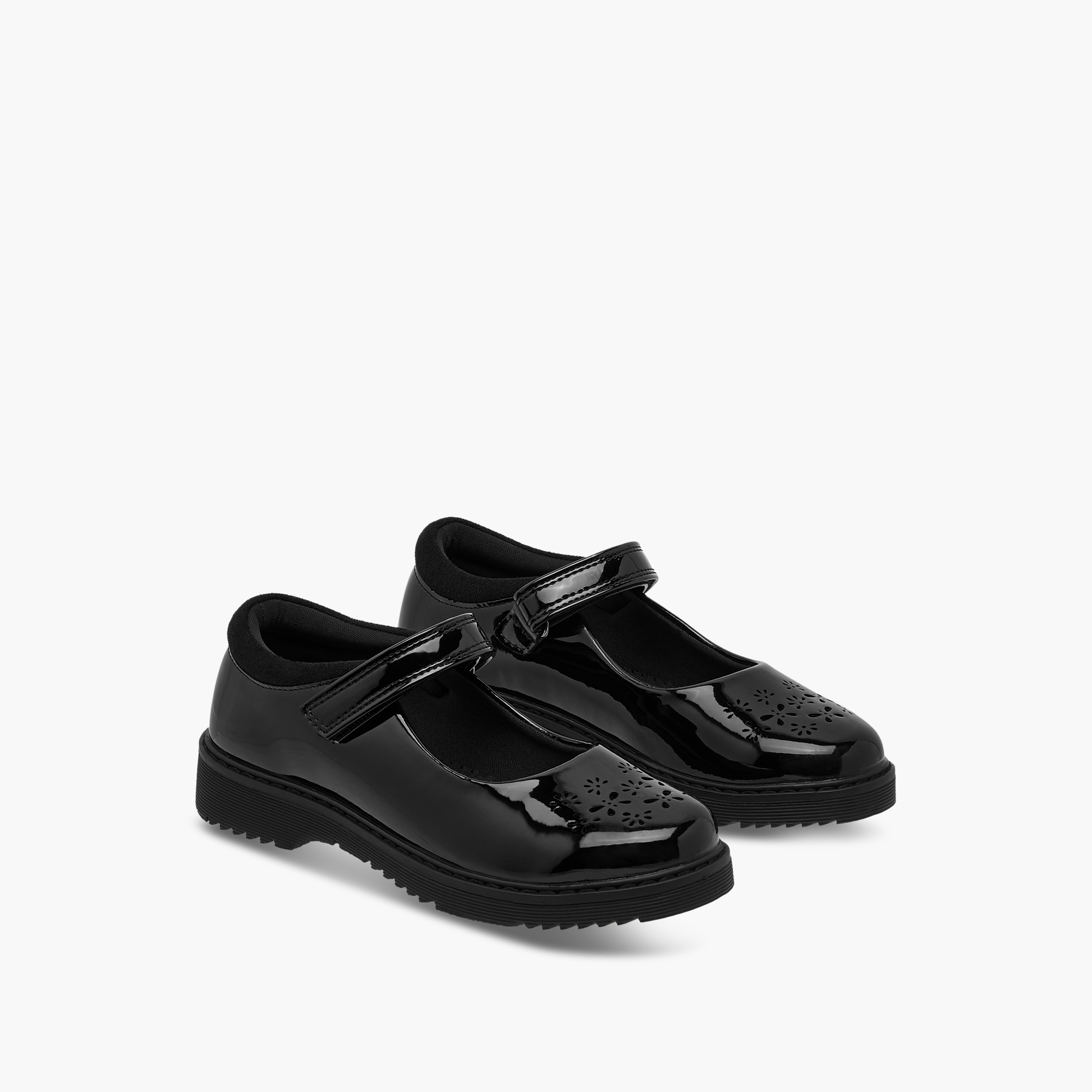 Juniors Cut Out Detail Mary Jane School Shoes with Hook and Loop Closure-girls-shoes-schoolshoes-image-1