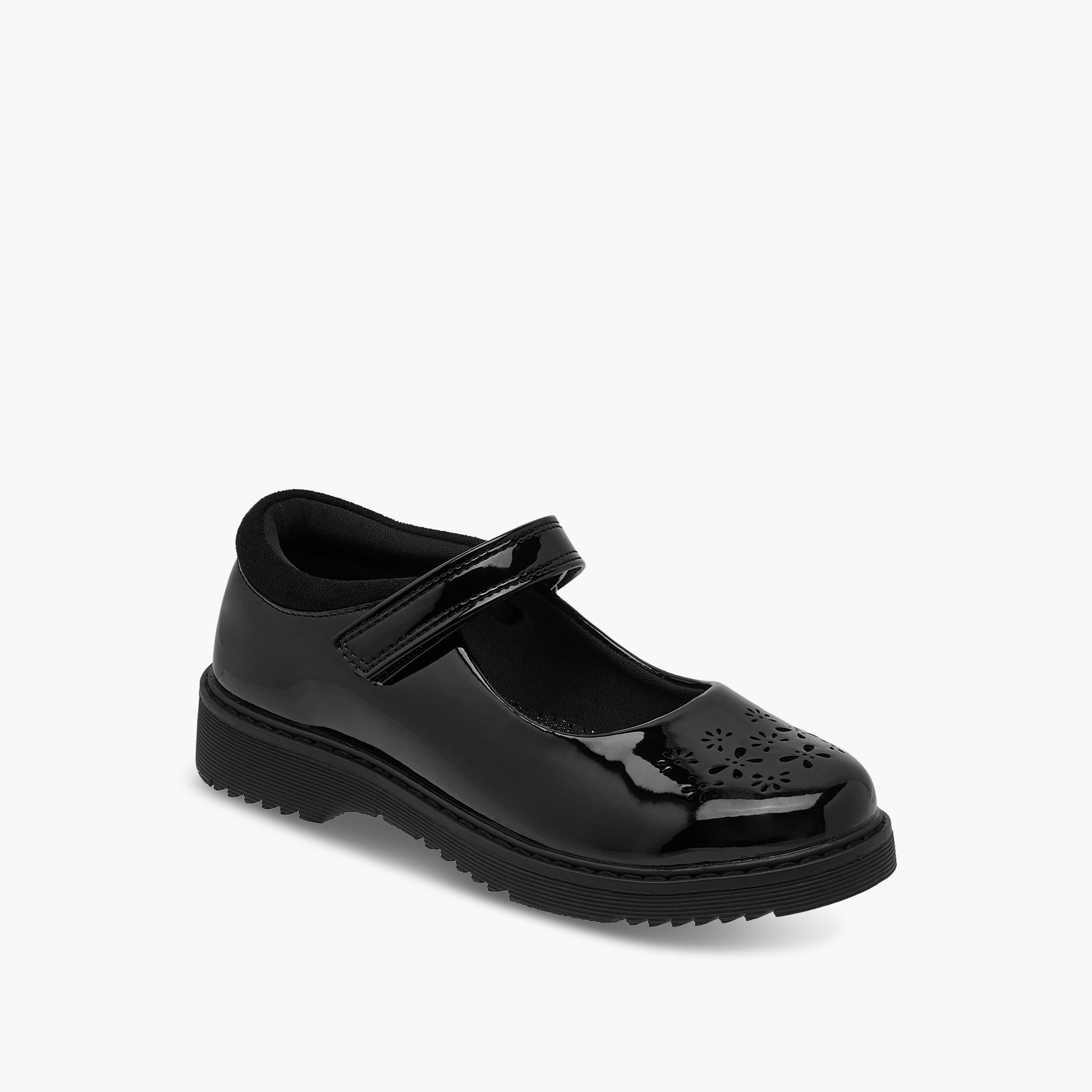 Juniors Cut Out Detail Mary Jane School Shoes with Hook and Loop Closure-girls-shoes-schoolshoes-image-2