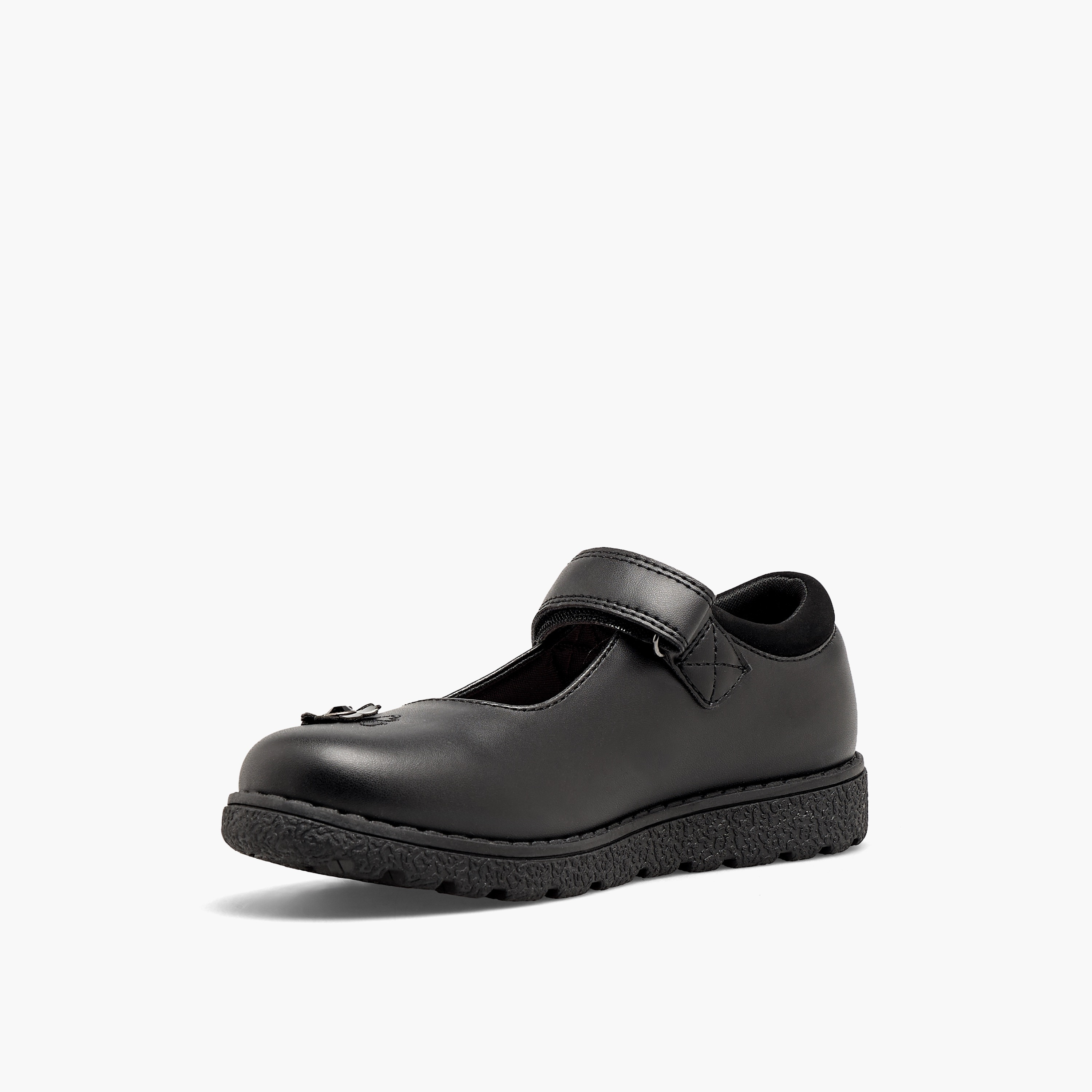 Juniors Girls Floral Accent Hook & Loop School Shoes-girls-shoes-schoolshoes-image-4