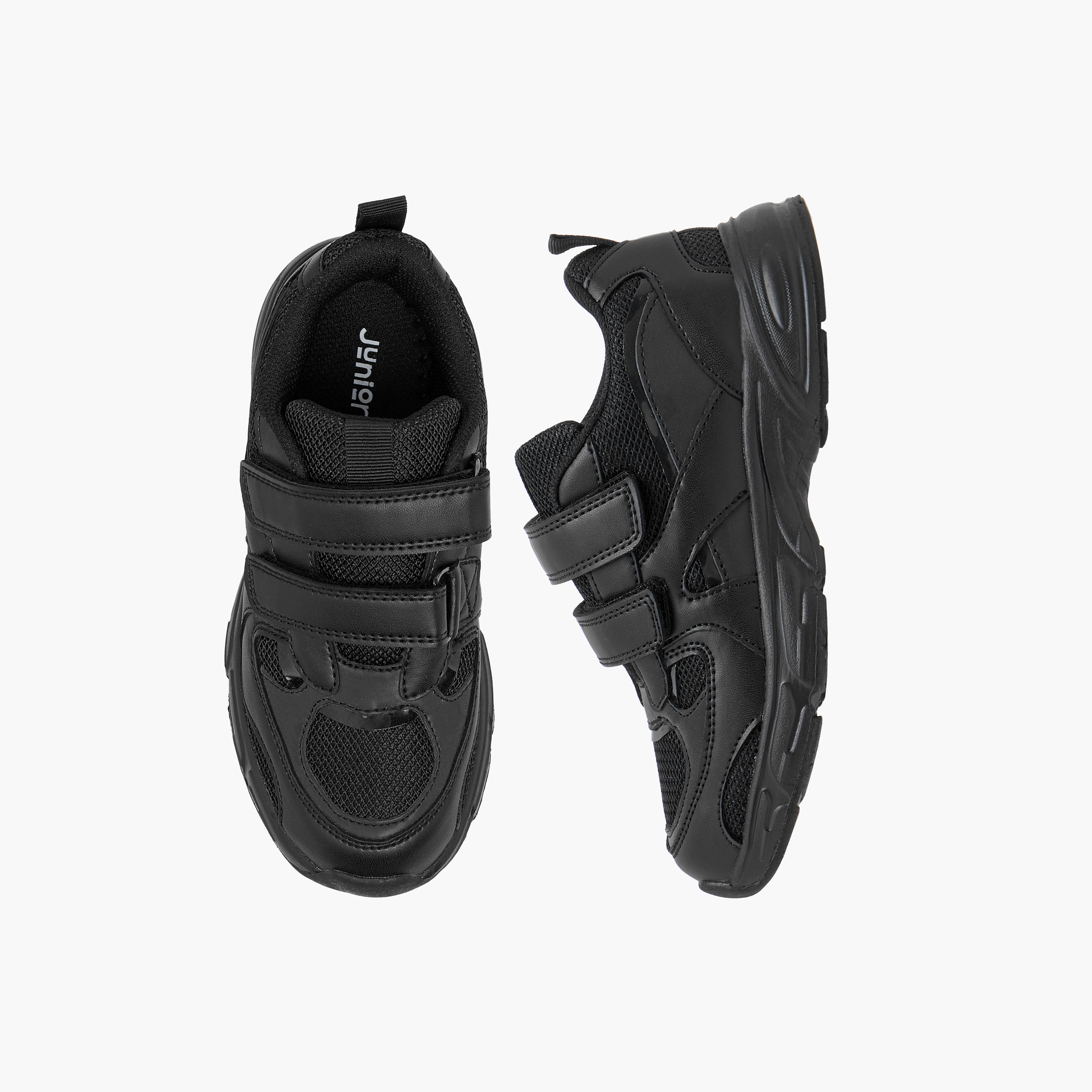 Juniors Panelled School Shoes with Hook and Loop Closure-boys-shoes-schoolshoes-image-1