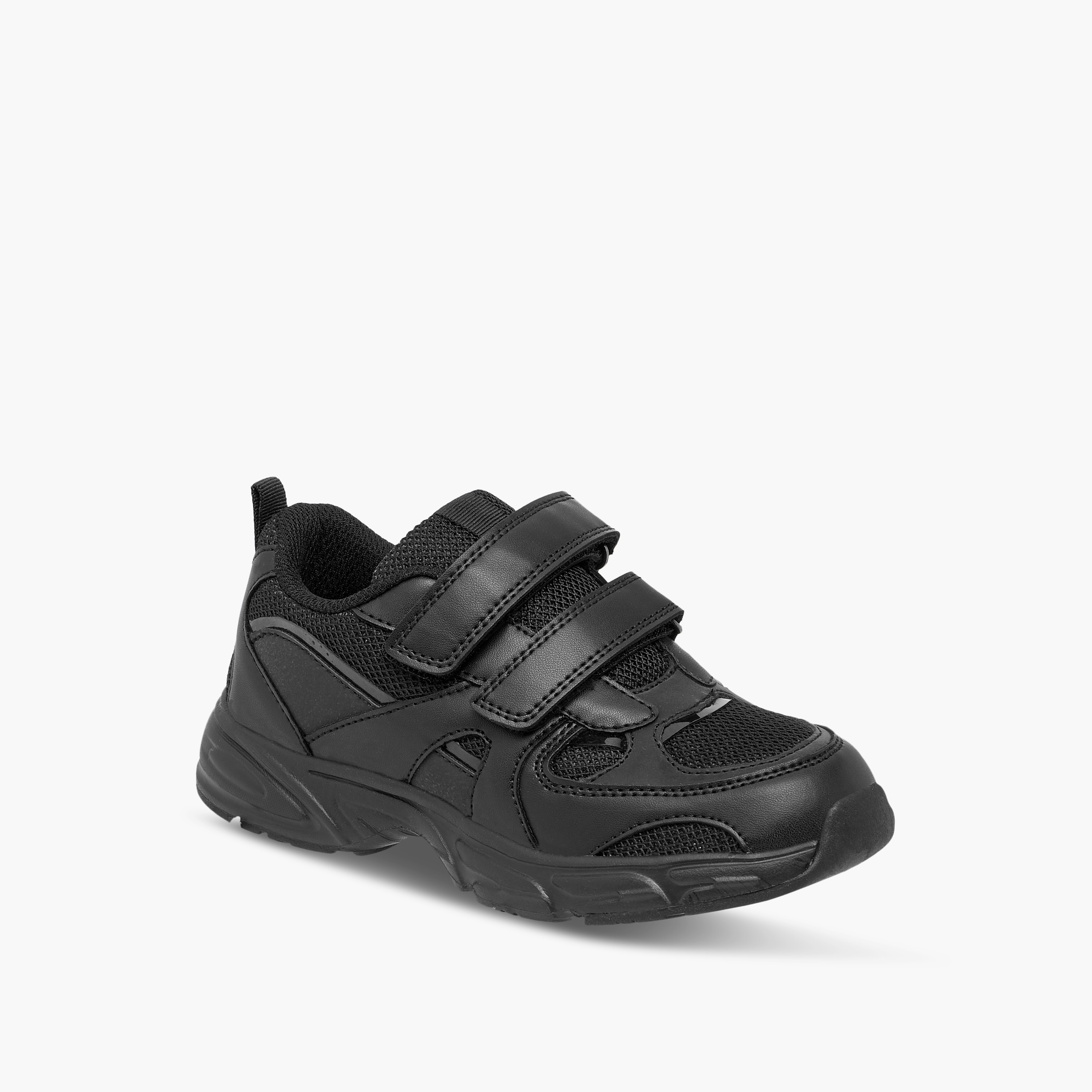 Juniors Panelled School Shoes with Hook and Loop Closure-boys-shoes-schoolshoes-image-2