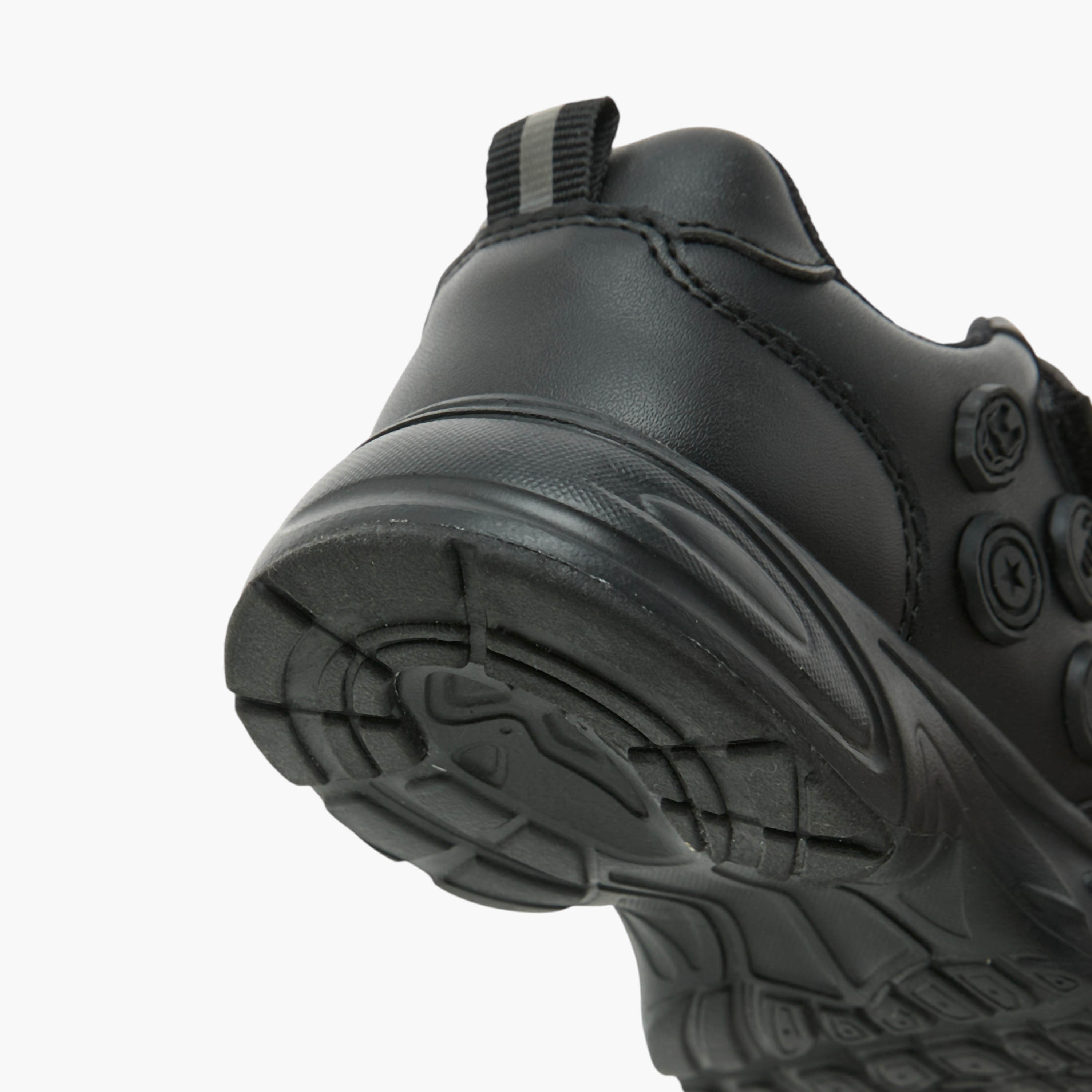 Marvel Textured School Shoes with Hook and Loop Closure-boys-shoes-schoolshoes-image-4