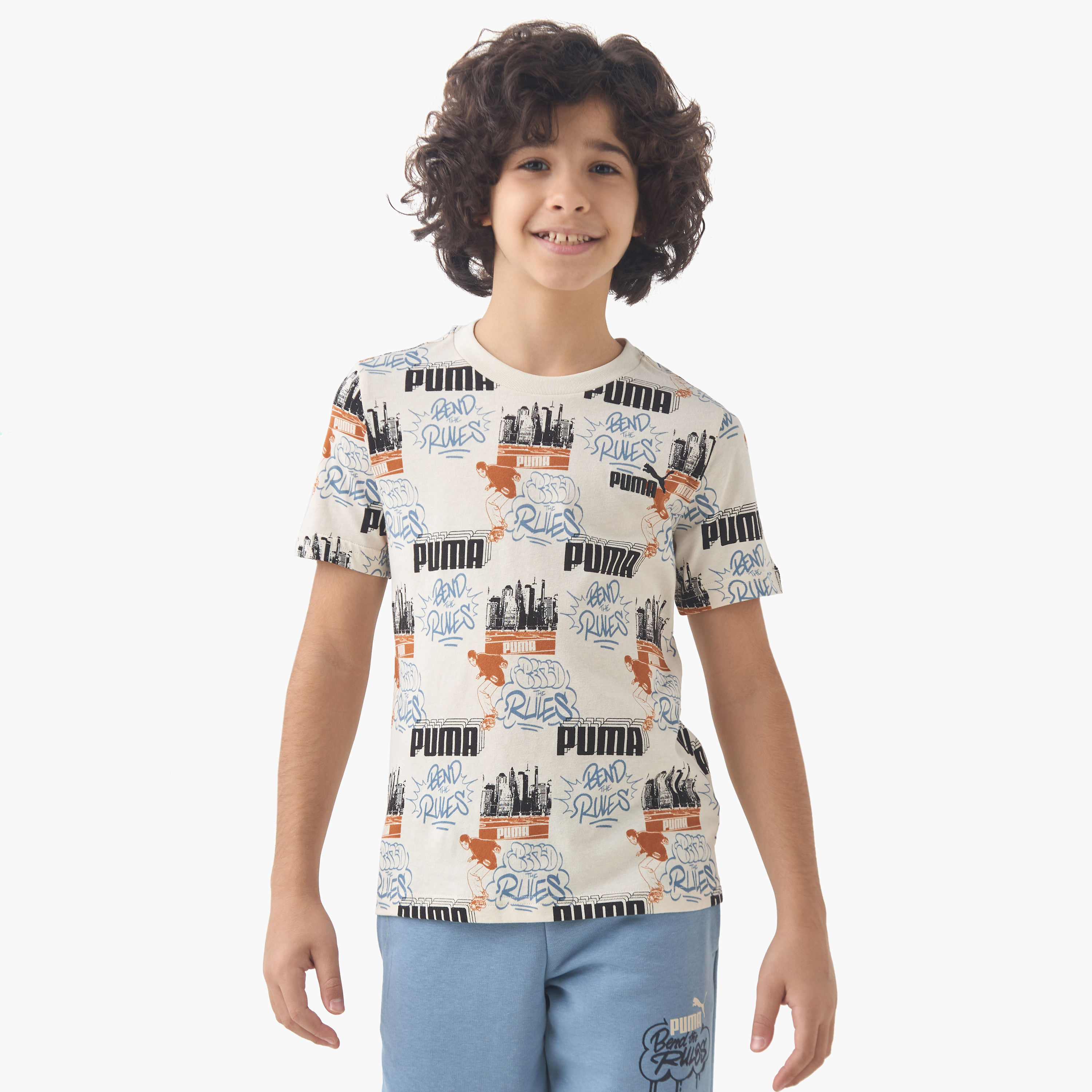 PUMA Boys Crew Neck T-shirt with Graphic Print - Cotton - Short Sleeves-boys-clothing-sportswear-tops-image-1