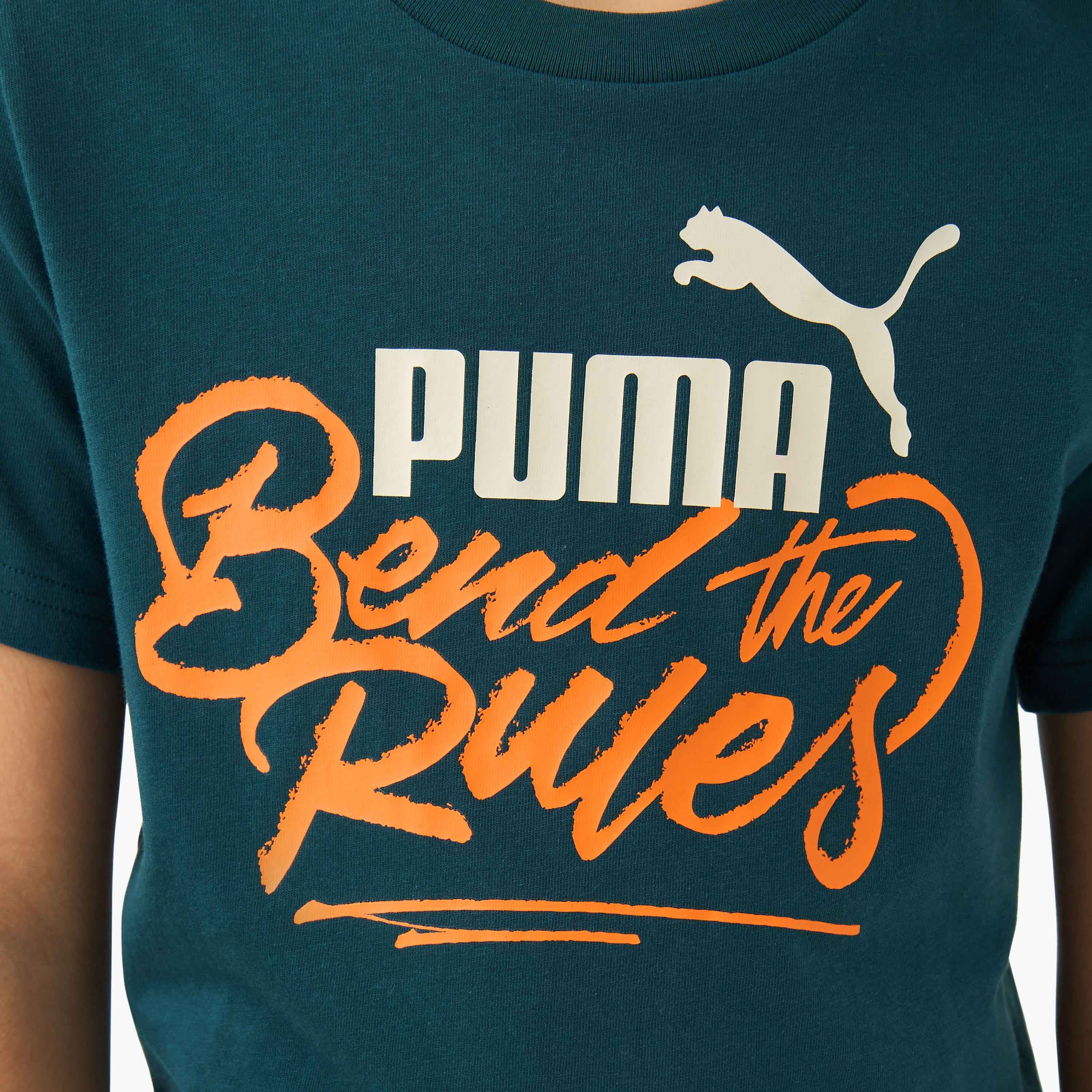 PUMA Boys Crew Neck T-shirt with Slogan Print - Cotton - Short Sleeves-sports-boys-clothing-tops-image-5