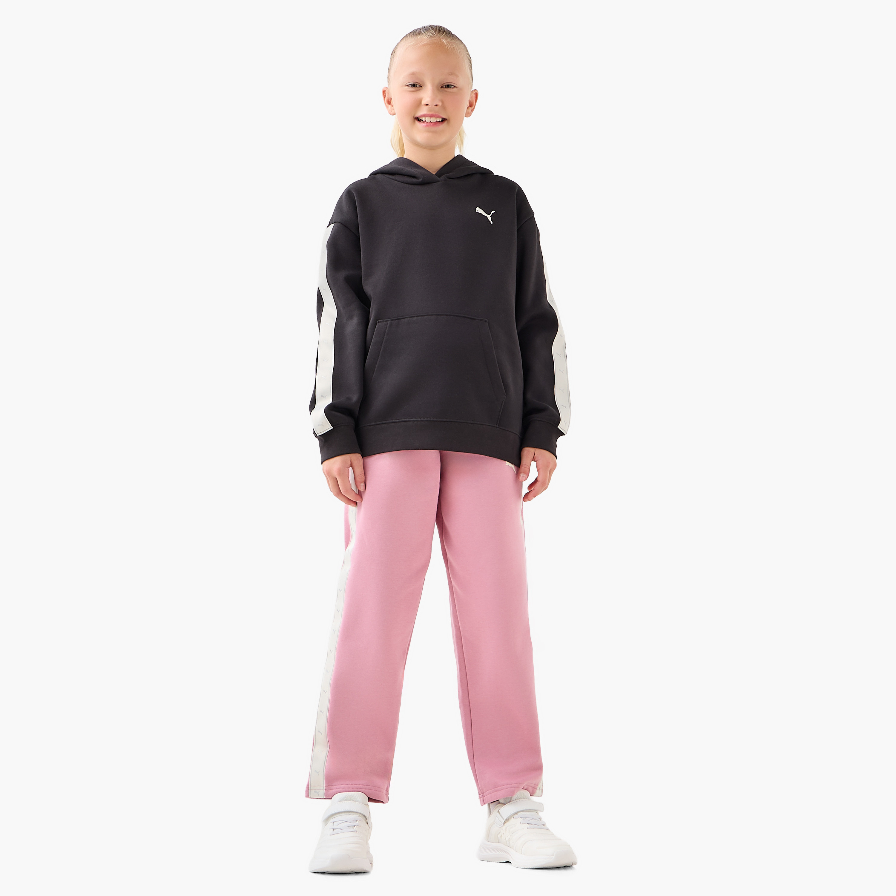 PUMA Girls Hooded Sweatshirt with Tape Accent - Cotton - Long Sleeves-girls-clothing-sweatshirts-image-2