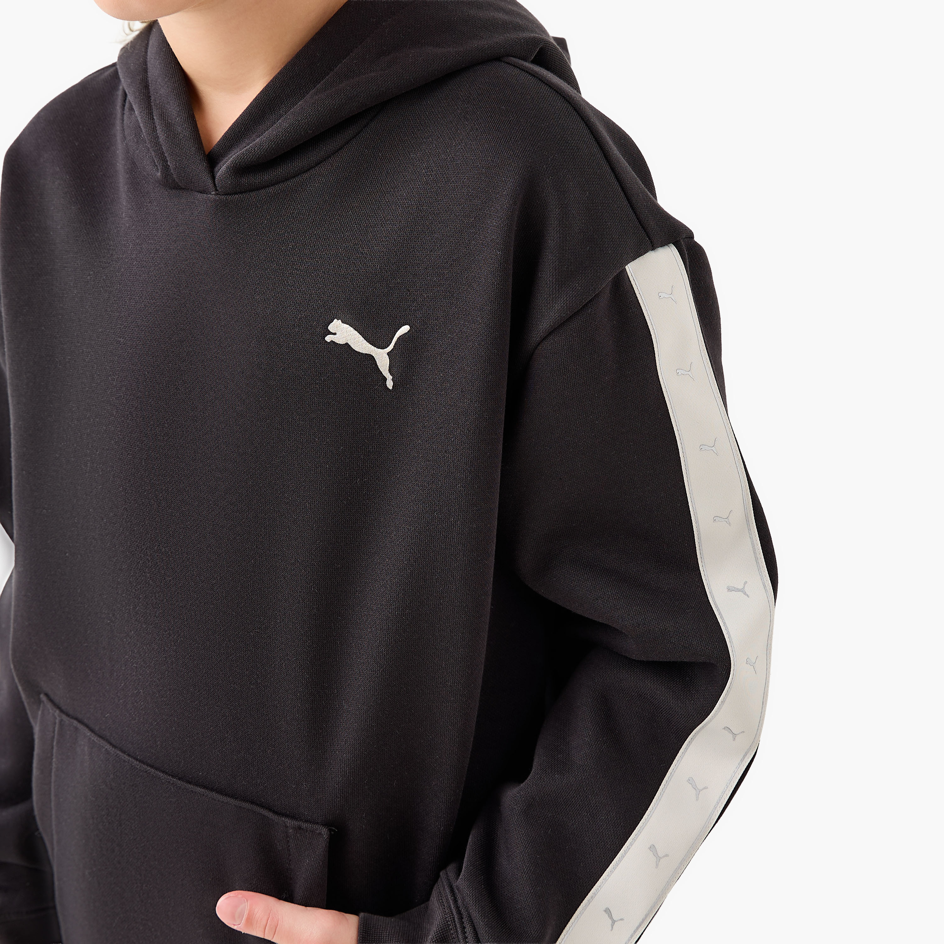 PUMA Girls Hooded Sweatshirt with Tape Accent - Cotton - Long Sleeves-girls-clothing-sweatshirts-image-4
