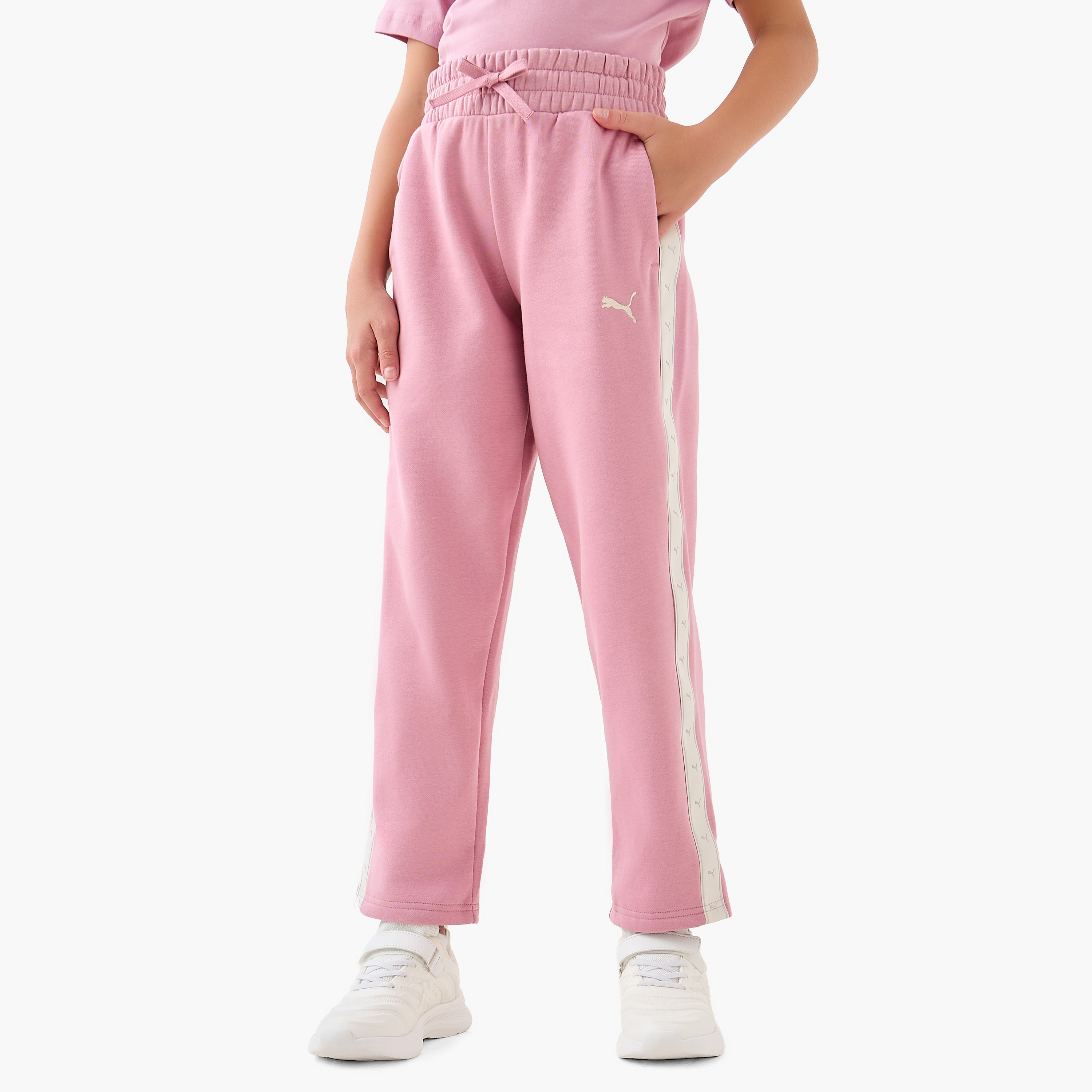 PUMA Girls Track Pants with Pockets - Cotton - Elasticated Drawstring-sports-girls-clothing-bottoms-image-1