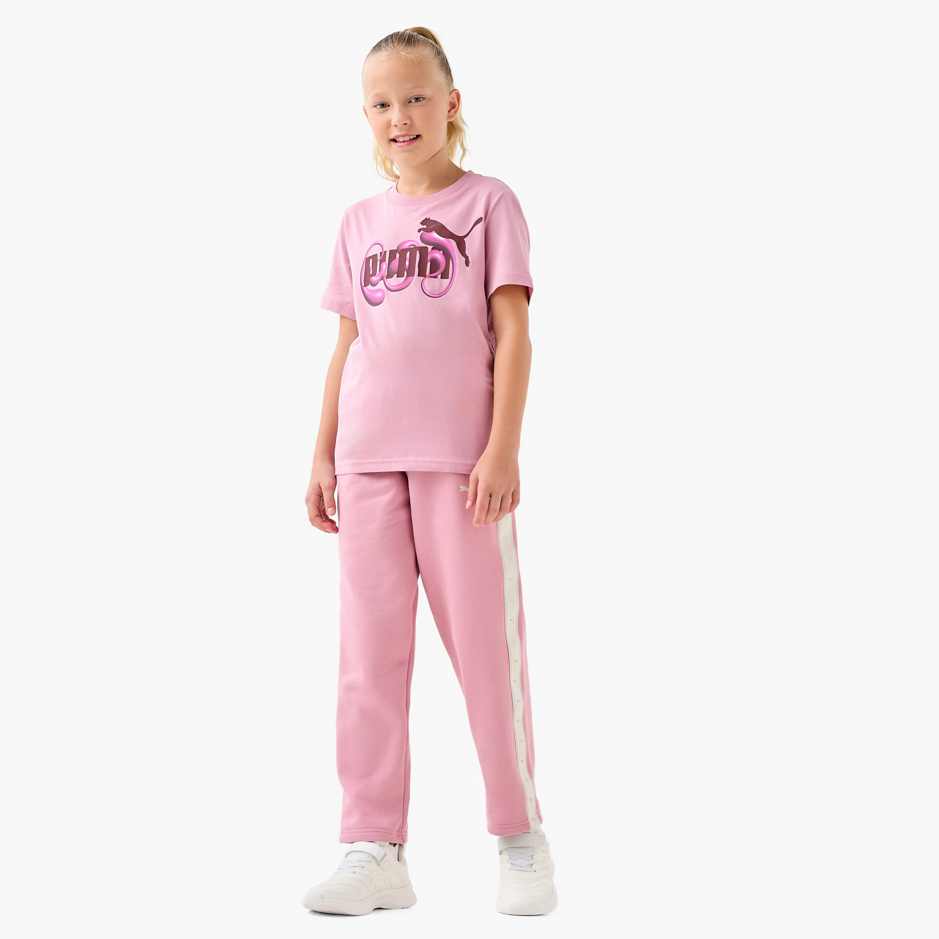 PUMA Girls Track Pants with Pockets - Cotton - Elasticated Drawstring-sports-girls-clothing-bottoms-image-2