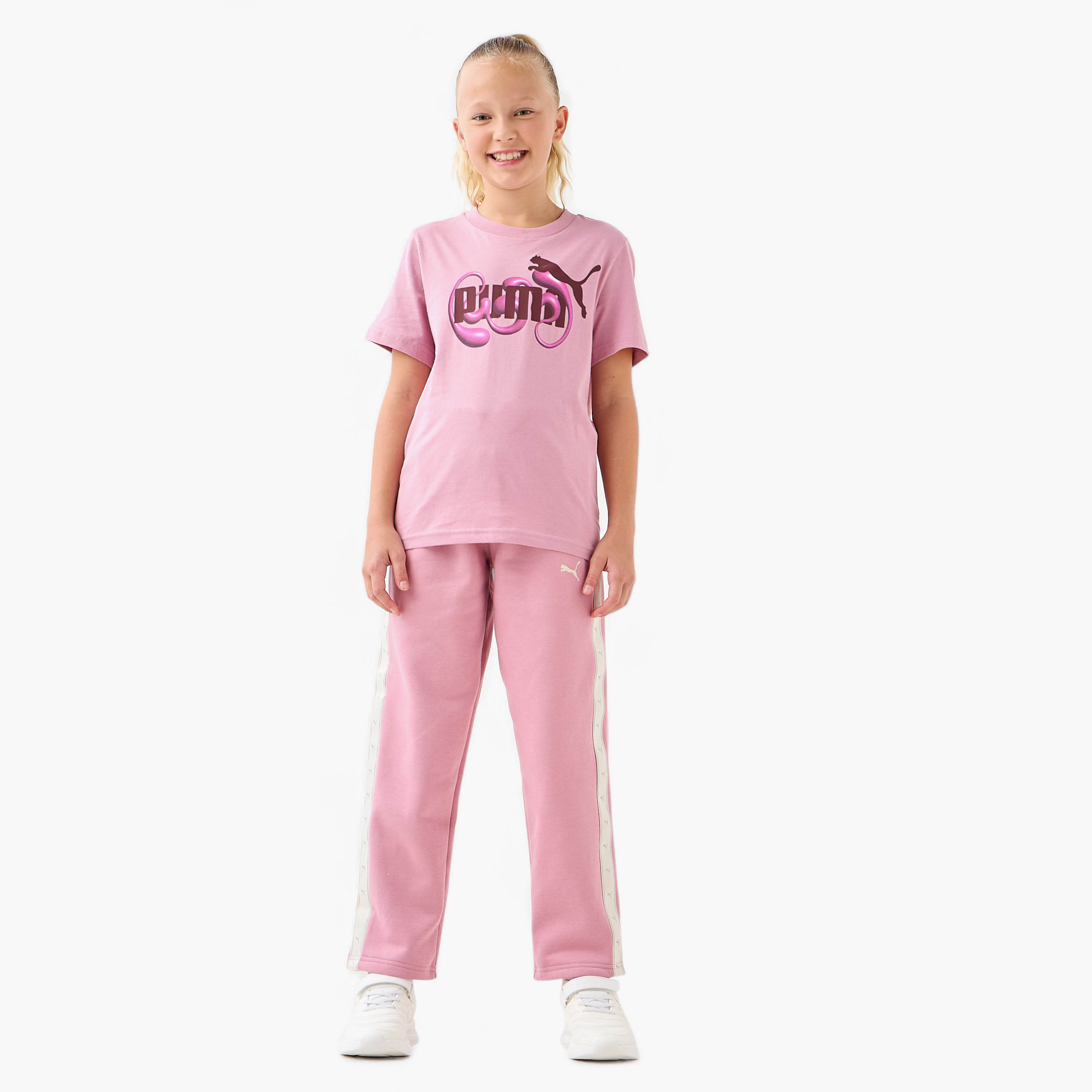 PUMA Girls Crew Neck T-shirt with Logo Print - Cotton - Short Sleeves-sports-girls-clothing-tops-image-2