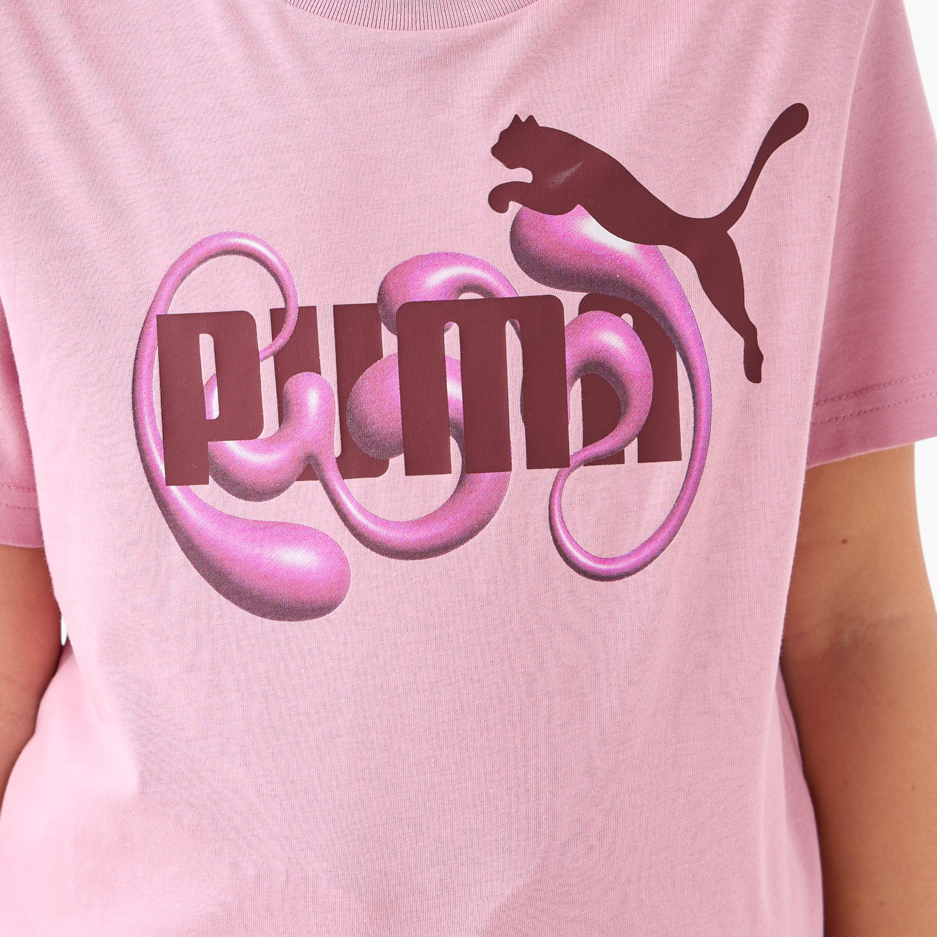 PUMA Girls Crew Neck T-shirt with Logo Print - Cotton - Short Sleeves-sports-girls-clothing-tops-image-5
