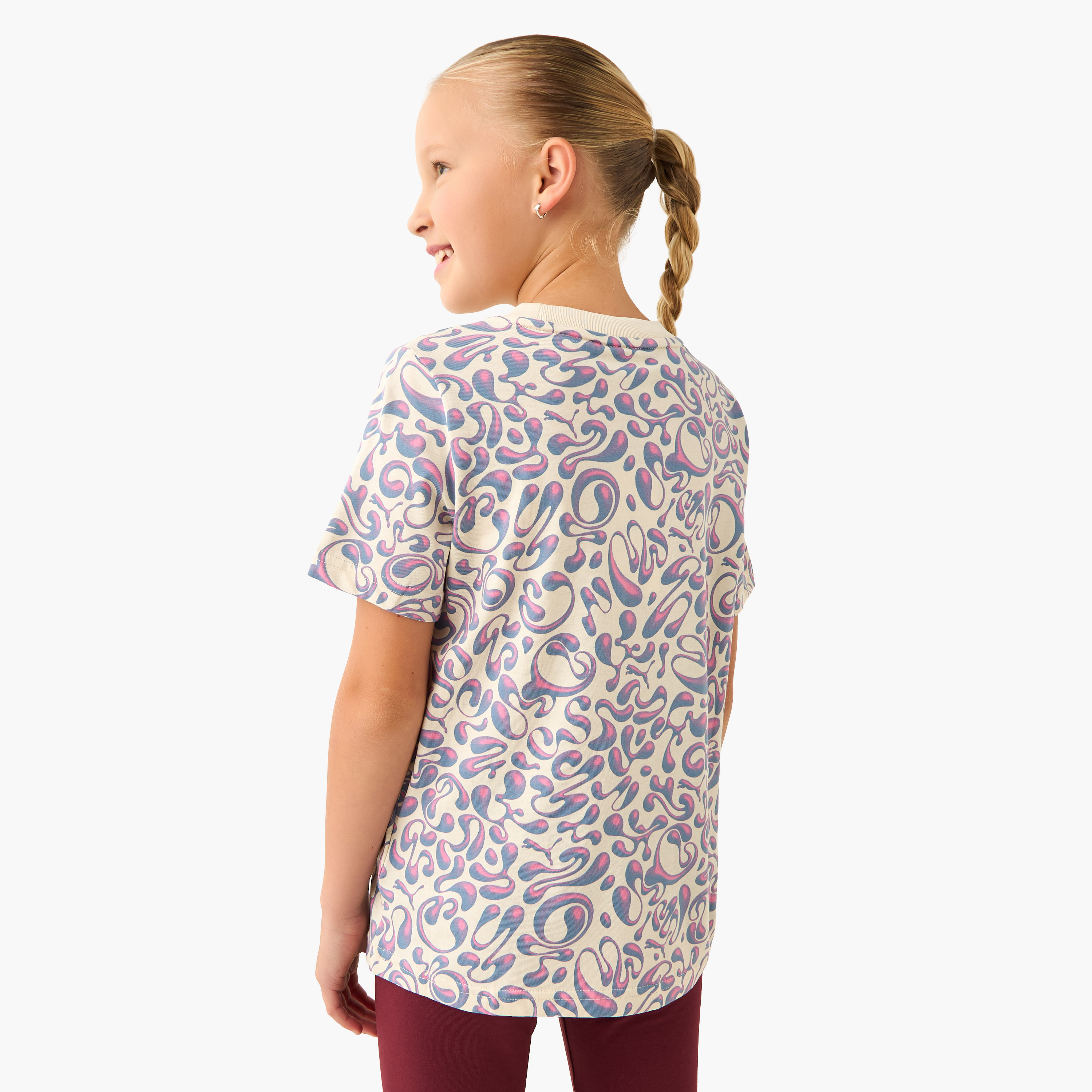 PUMA Girls Crew Neck T-shirt with Abstract Print - Cotton - Short Sleeves-sports-girls-clothing-tops-image-3