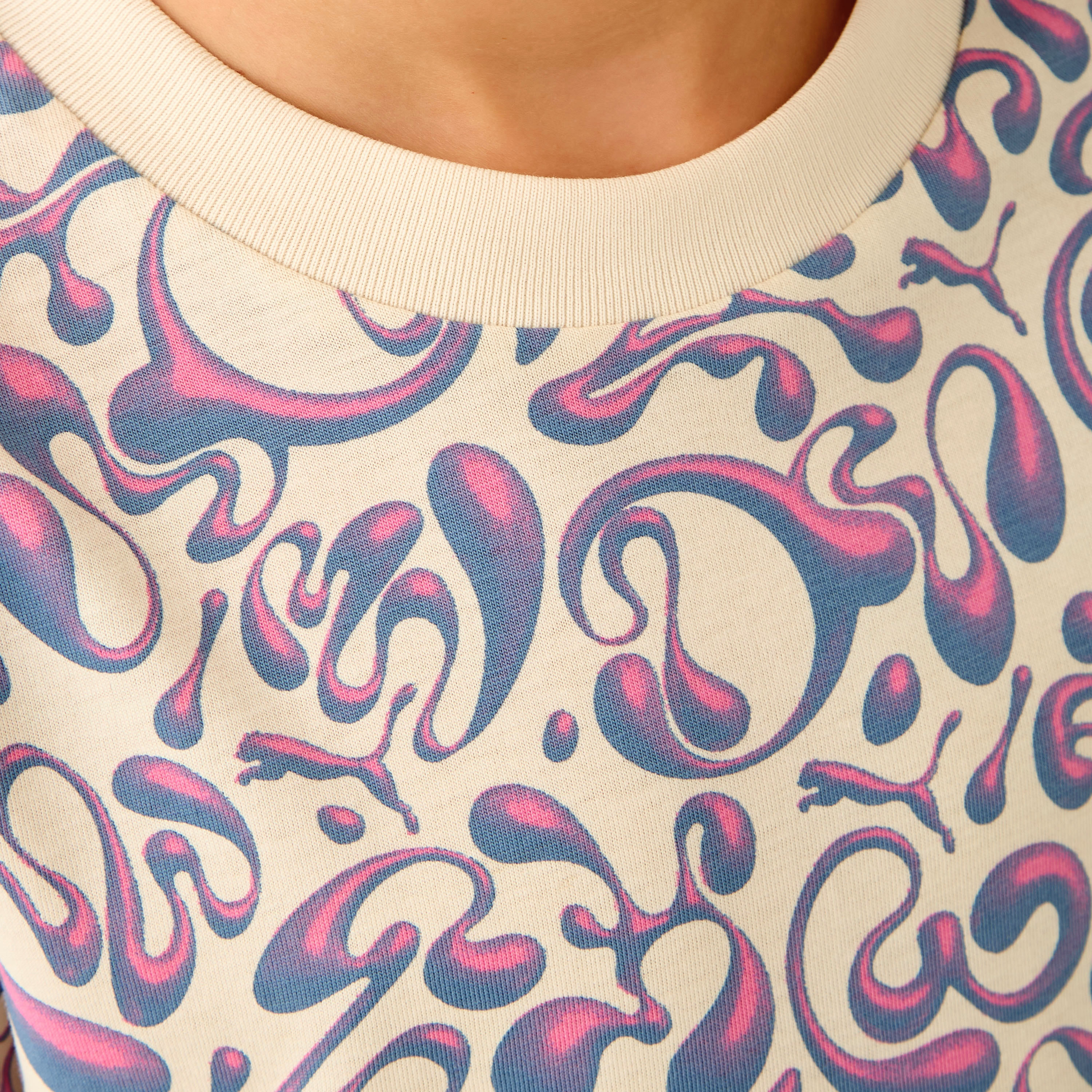 PUMA Girls Crew Neck T-shirt with Abstract Print - Cotton - Short Sleeves-sports-girls-clothing-tops-image-5