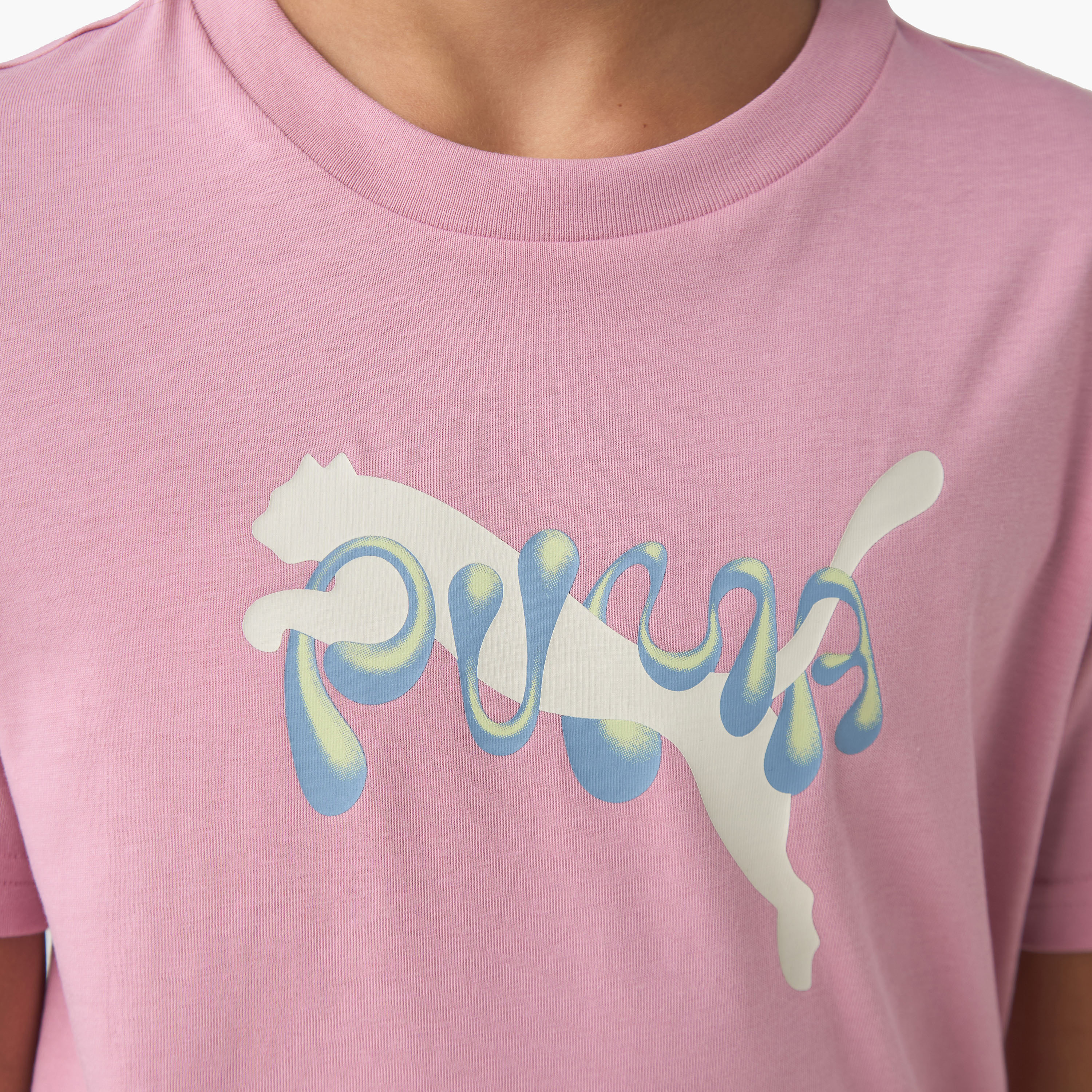 PUMA Girls Crew Neck T-shirt with Logo Print - Cotton - Short Sleeves-sports-girls-clothing-tops-image-4