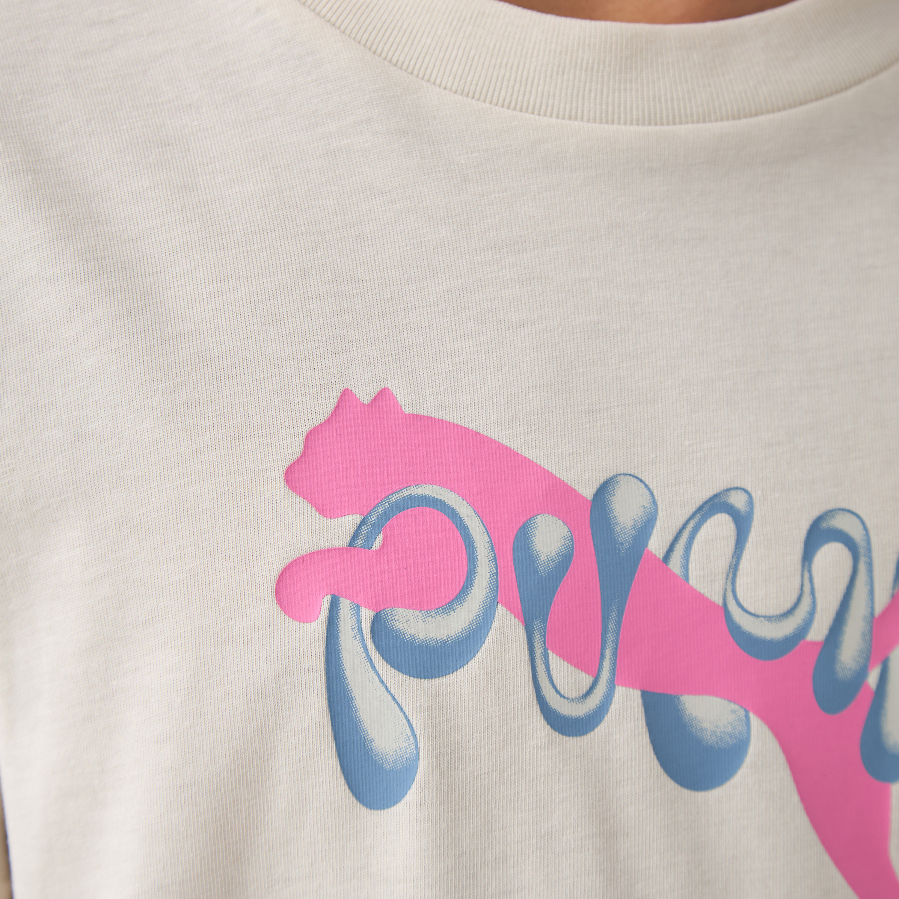 PUMA Girls Crew Neck T-shirt with Logo Print - Cotton - Short Sleeve-sports-girls-clothing-tops-image-5