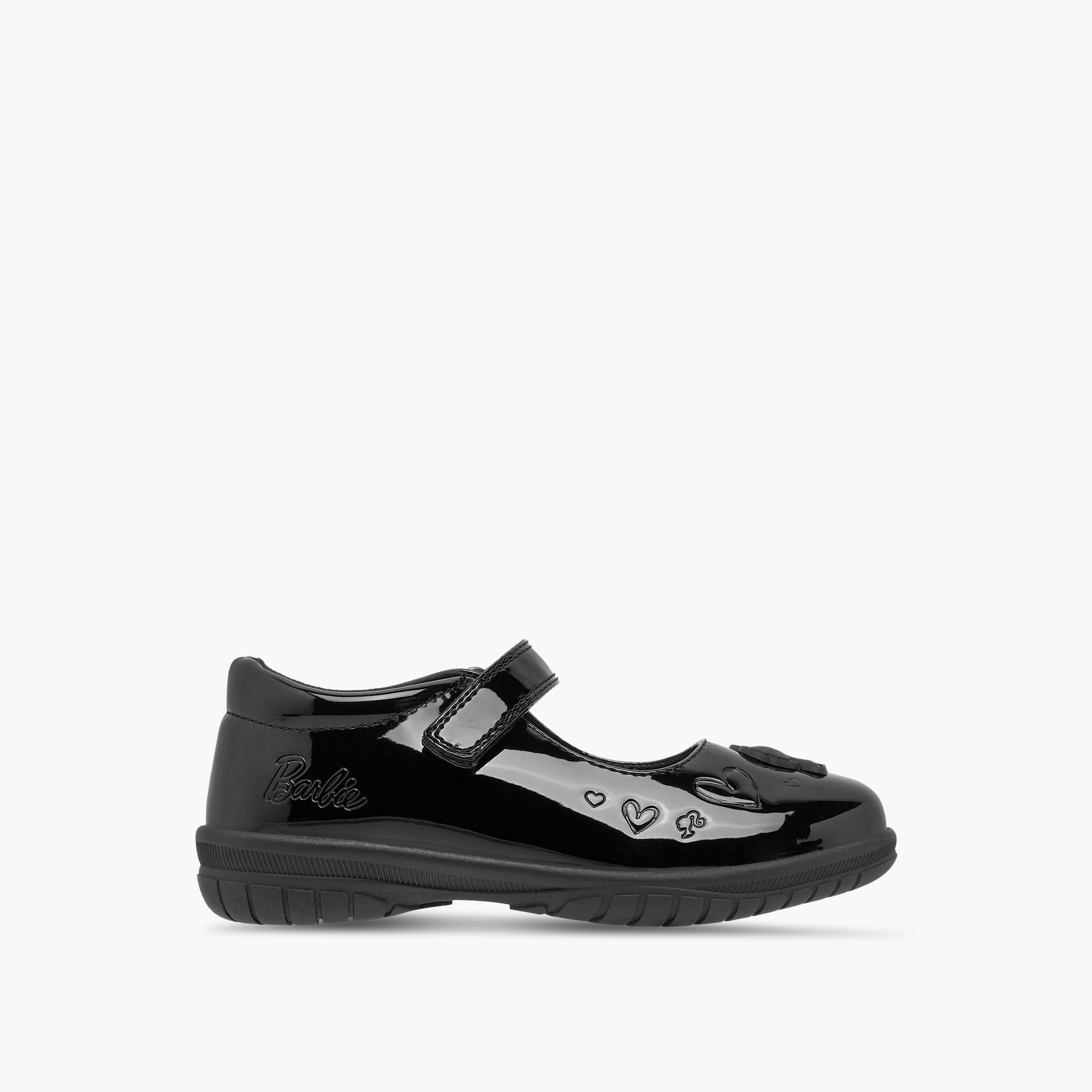 Barbie Embossed Mary Jane School Shoes with Hook and Loop Closure-girls-shoes-schoolshoes-image-3
