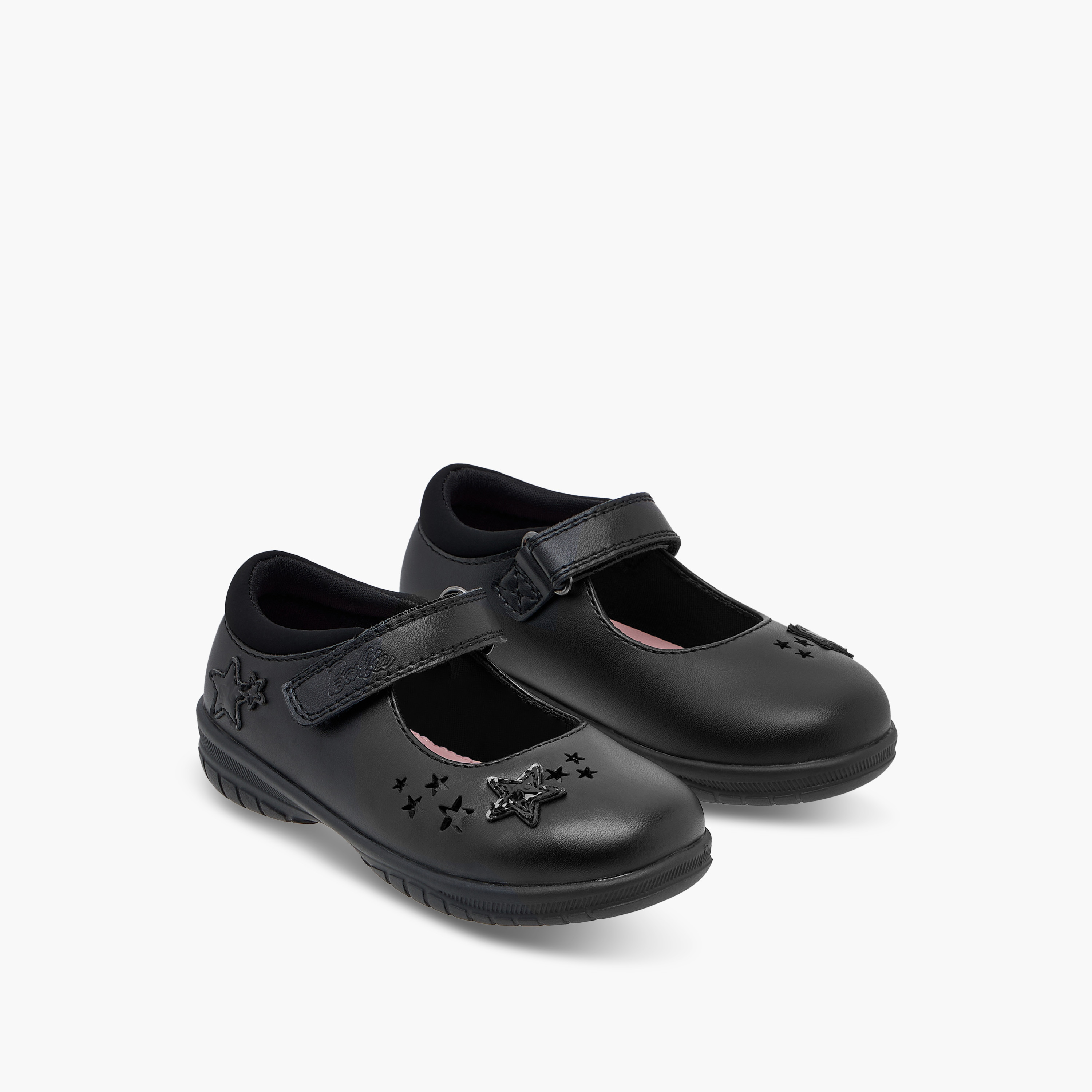 Barbie Star Detail Mary Jane School Shoes with Hook and Loop Closure-girls-shoes-maryjanes-image-1