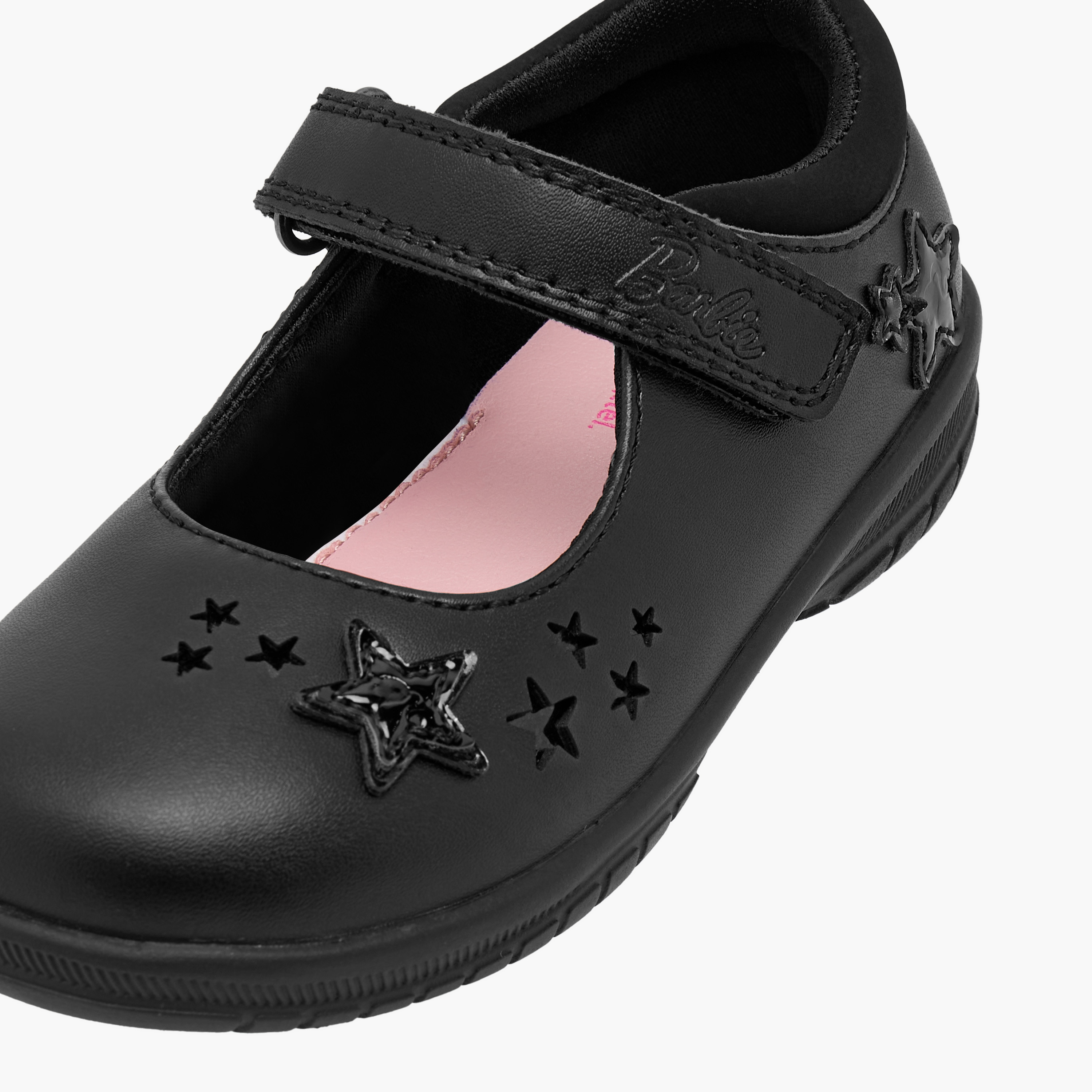 Barbie Star Detail Mary Jane School Shoes with Hook and Loop Closure-girls-shoes-maryjanes-image-6