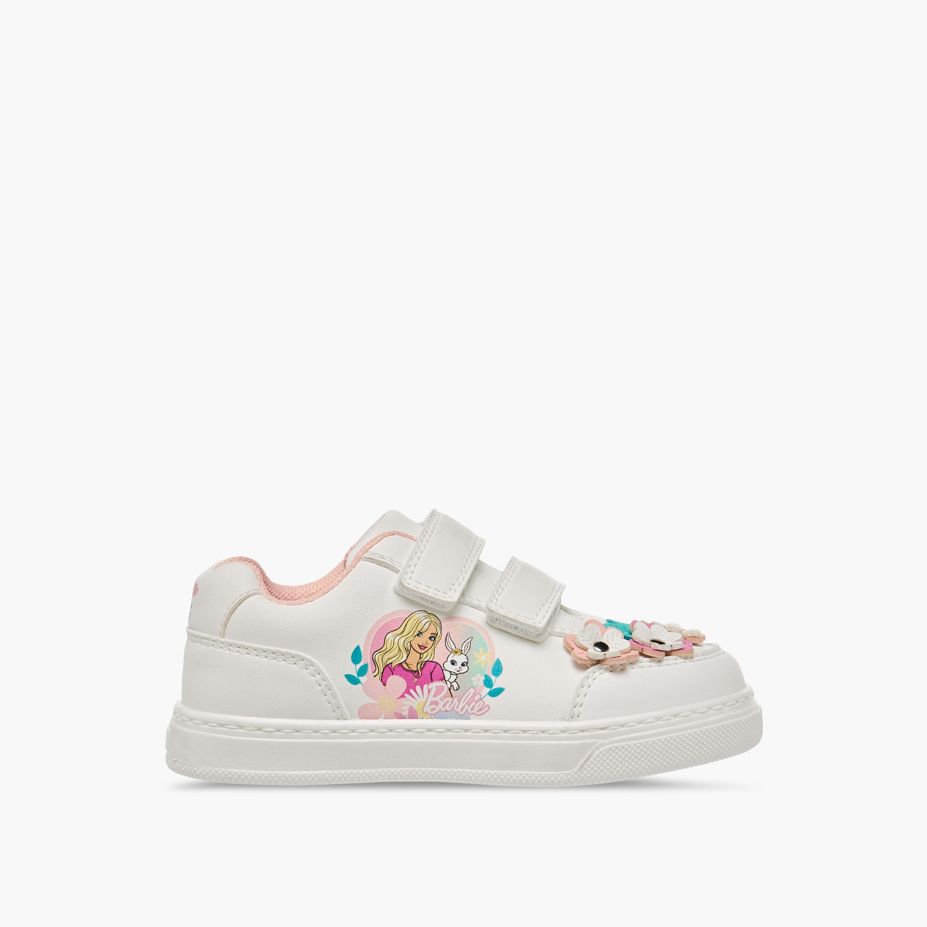 Barbie Girls Floral Accent Hook and Loop Sneakers-girls-shoes-sneakers-image-3