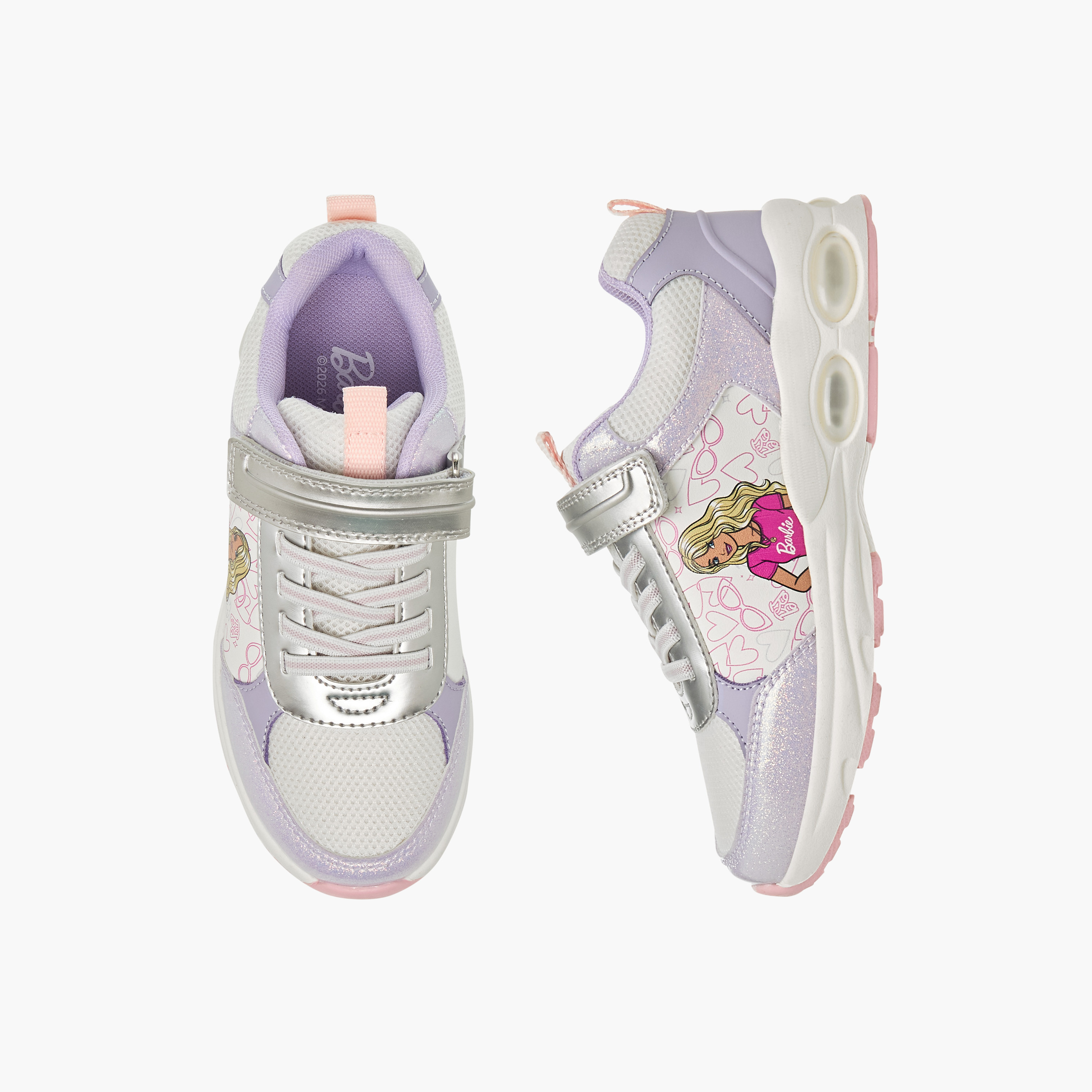 Barbie Girls Panelled Hook and Loop Sneakers-girls-shoes-sneakers-image-1