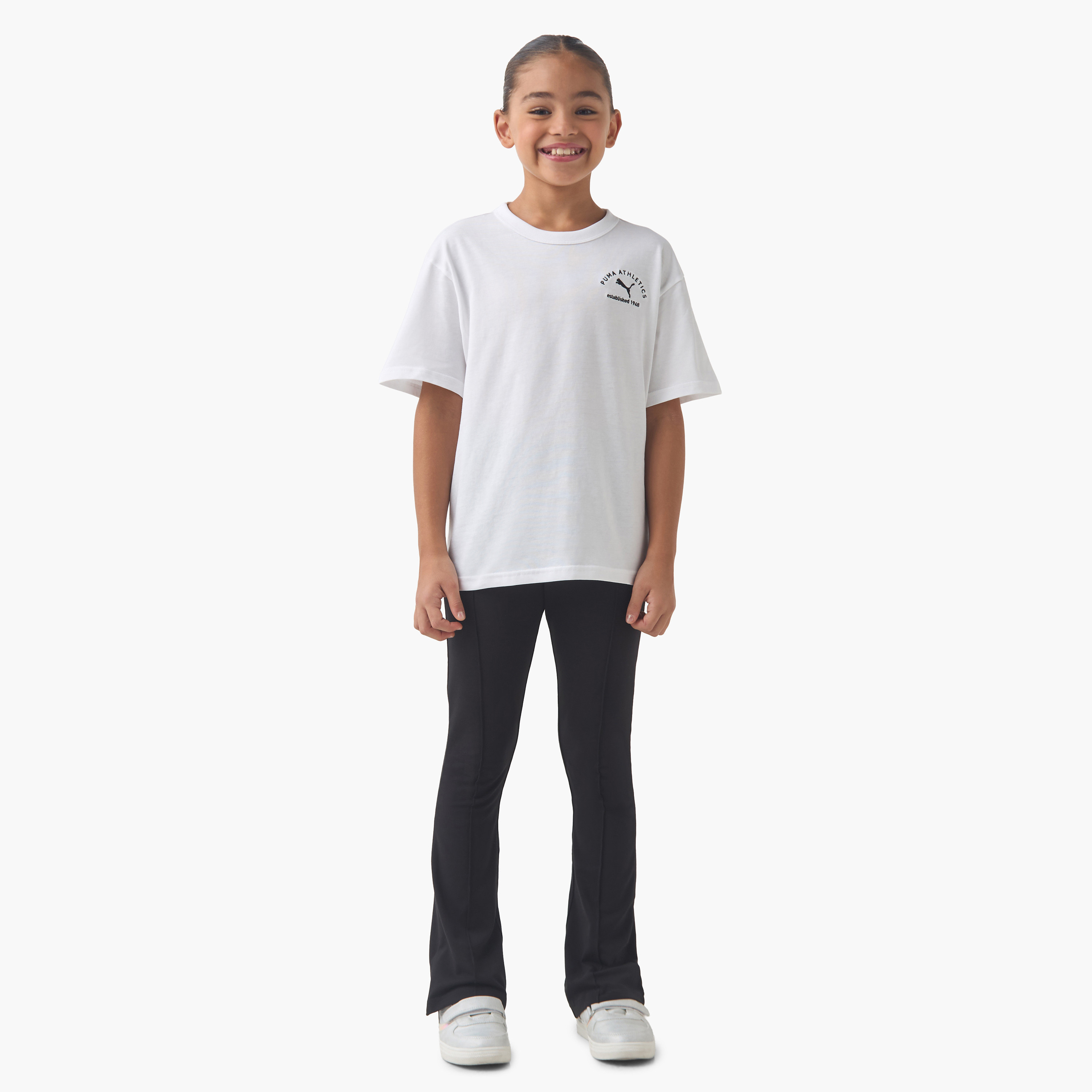 PUMA Girls Crew Neck T-shirt with Logo Print - Cotton - Short Sleeve-sports-girls-clothing-tops-image-2