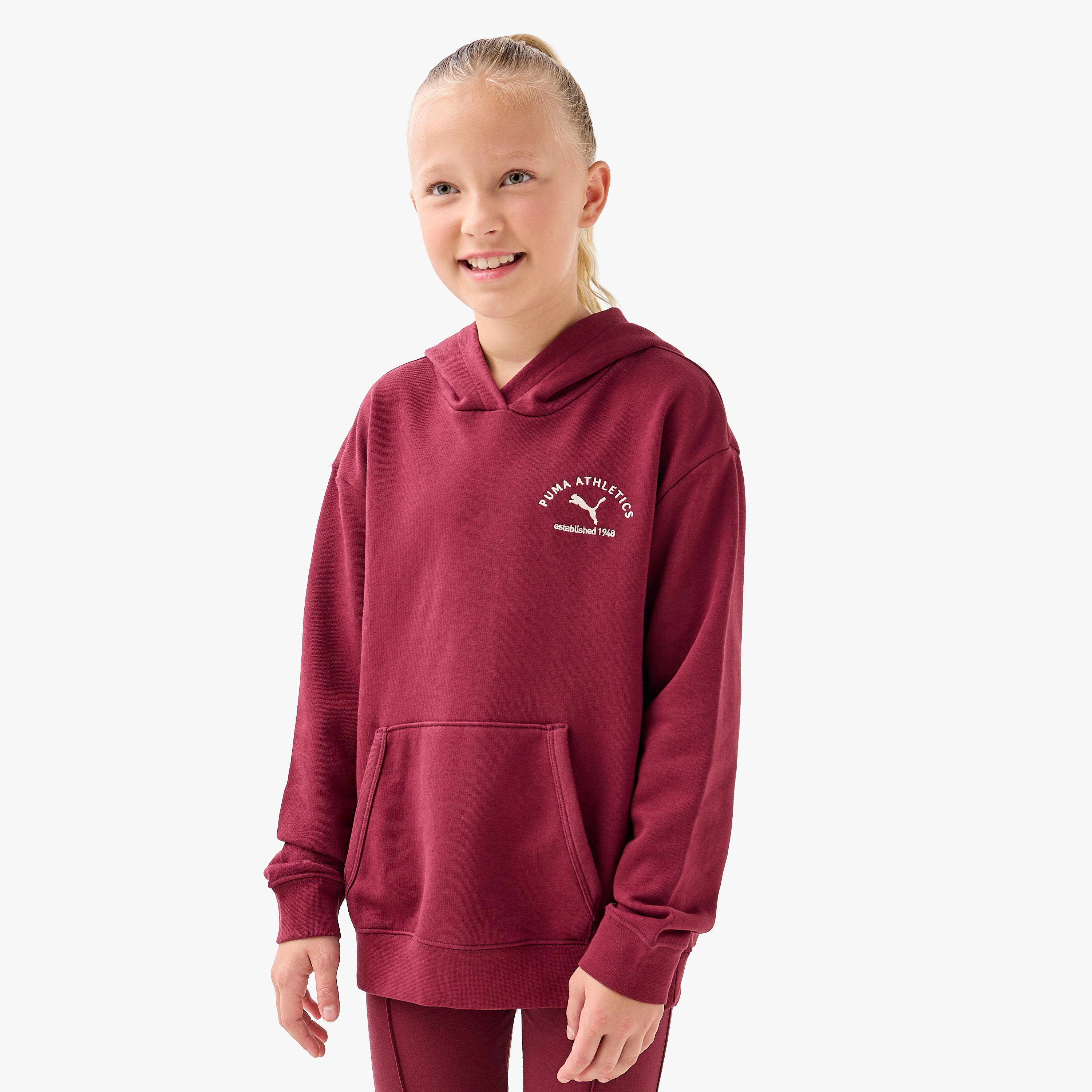 PUMA Girls Hooded Sweatshirt with Embroidered Logo - Cotton - Long Sleeves-girls-clothing-sweatshirts-image-1