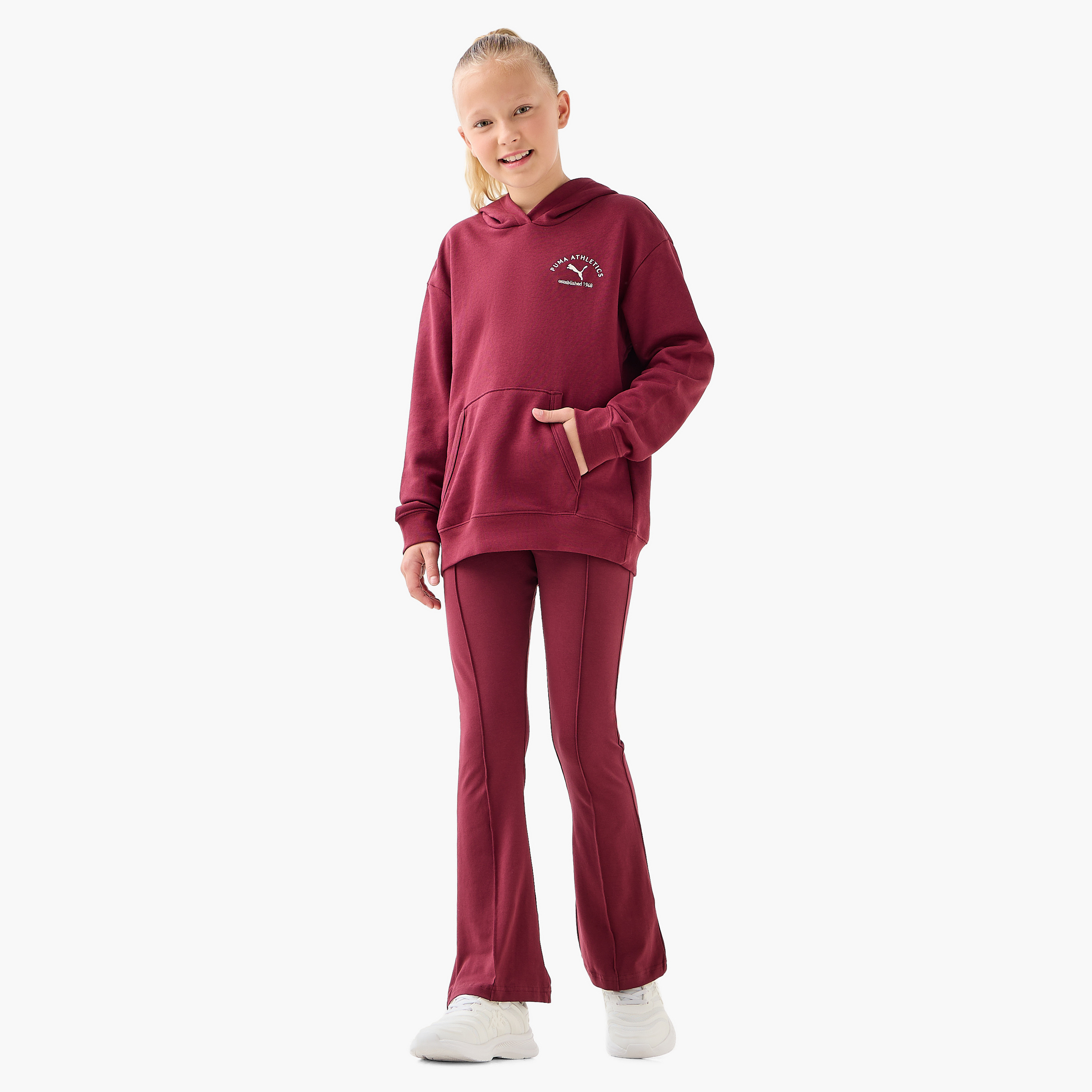 PUMA Girls Hooded Sweatshirt with Embroidered Logo - Cotton - Long Sleeves-girls-clothing-sweatshirts-image-2