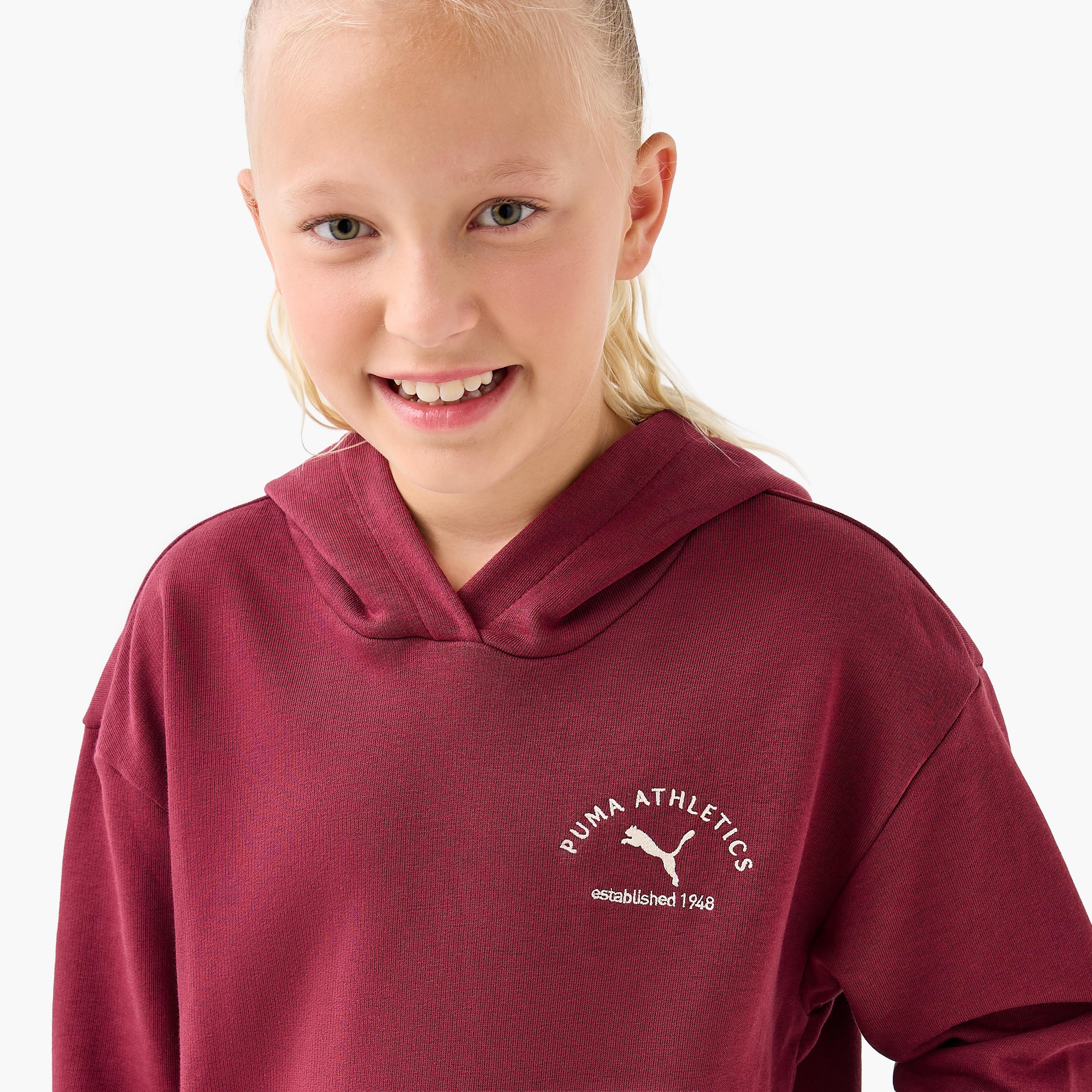 PUMA Girls Hooded Sweatshirt with Embroidered Logo - Cotton - Long Sleeves-girls-clothing-sweatshirts-image-4