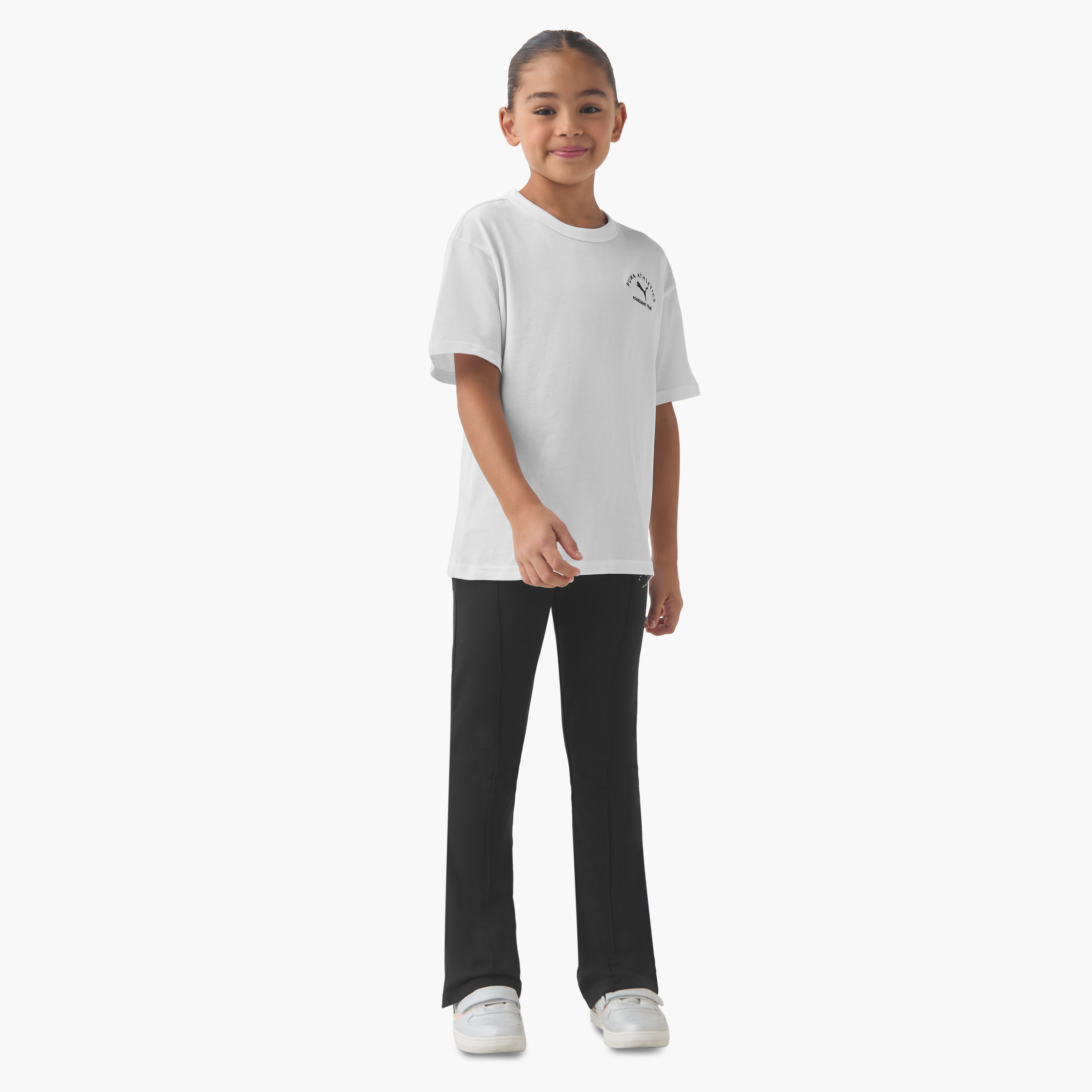 PUMA Girls Flared Leggings with Logo Print - Cotton - High Waist-girls-clothing-sportswear-bottoms-leggings-image-2