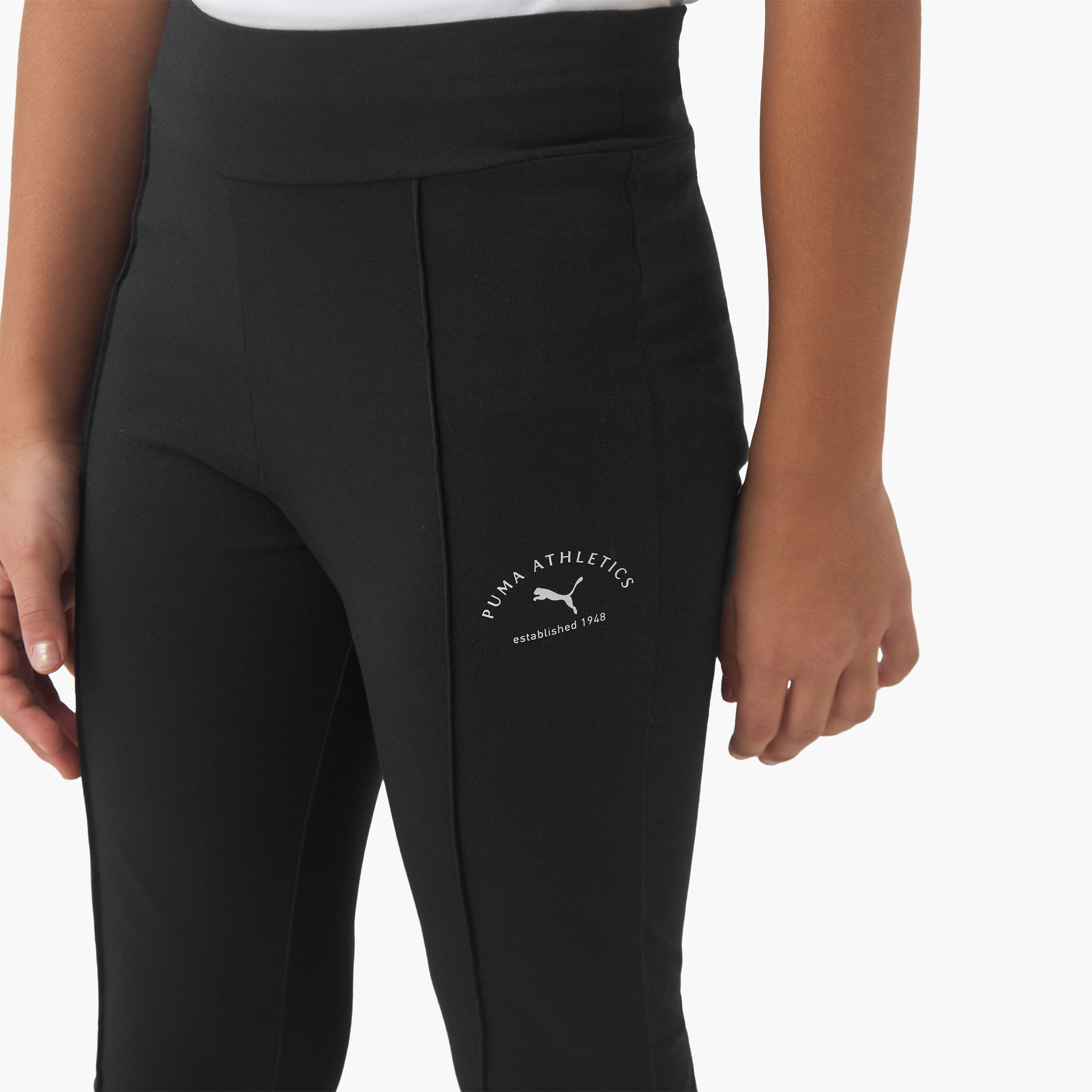 PUMA Girls Flared Leggings with Logo Print - Cotton - High Waist-girls-clothing-sportswear-bottoms-leggings-image-4