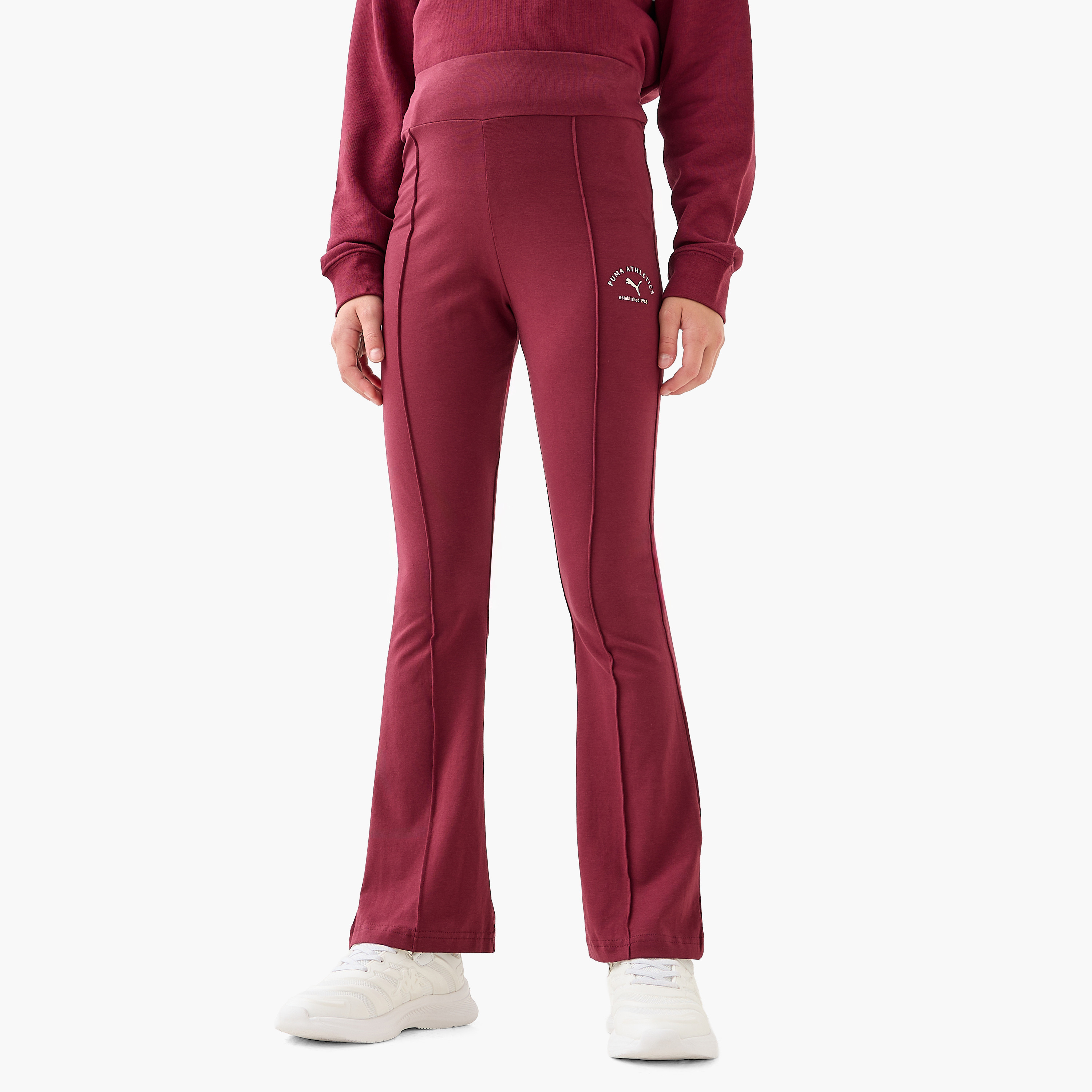 PUMA Girls Flared Leggings with Logo Print - Cotton - High Waist-girls-clothing-bottoms-leggings-image-1