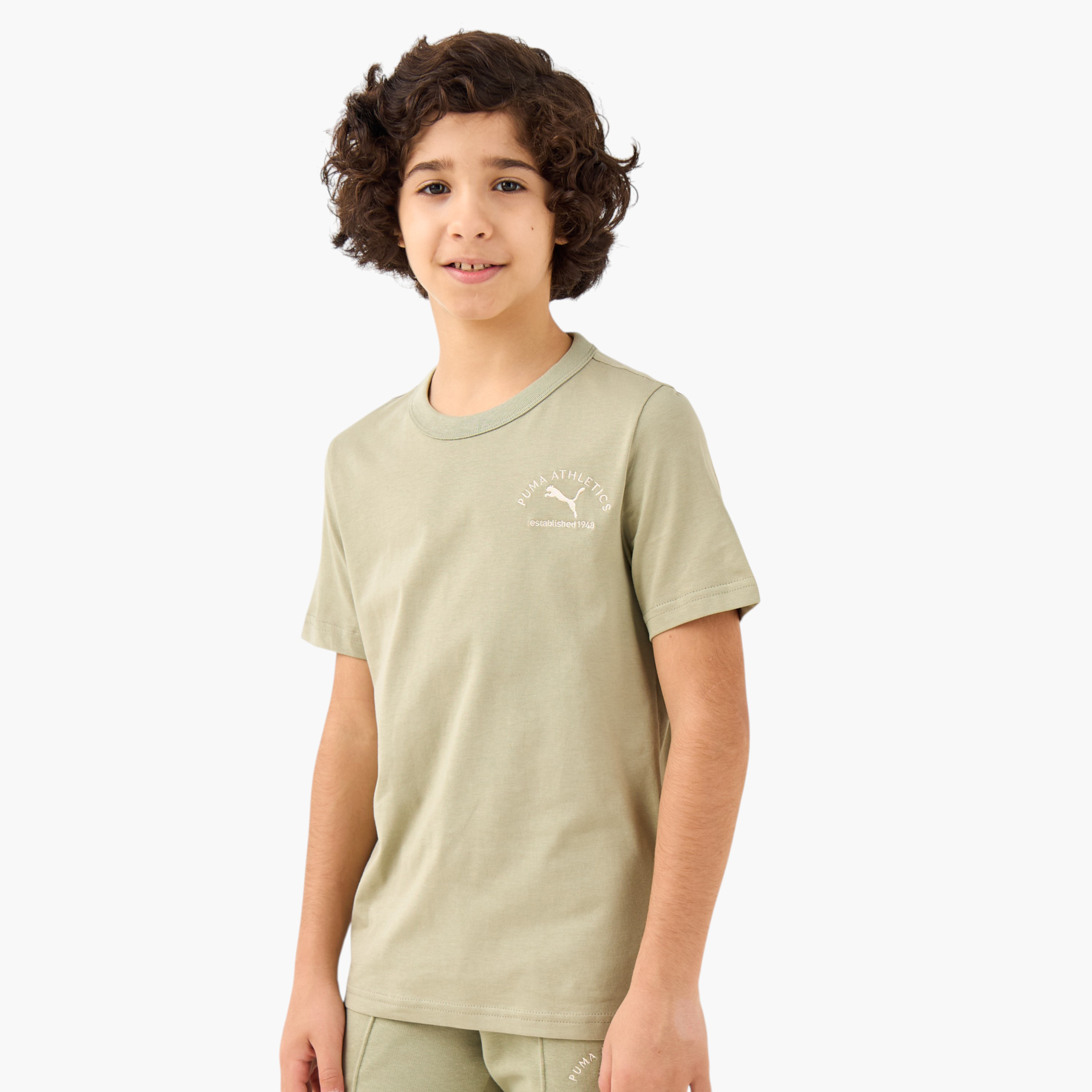 PUMA Boys Crew Neck T-shirt with Logo Print - Cotton - Short Sleeves-sports-boys-clothing-tops-image-1