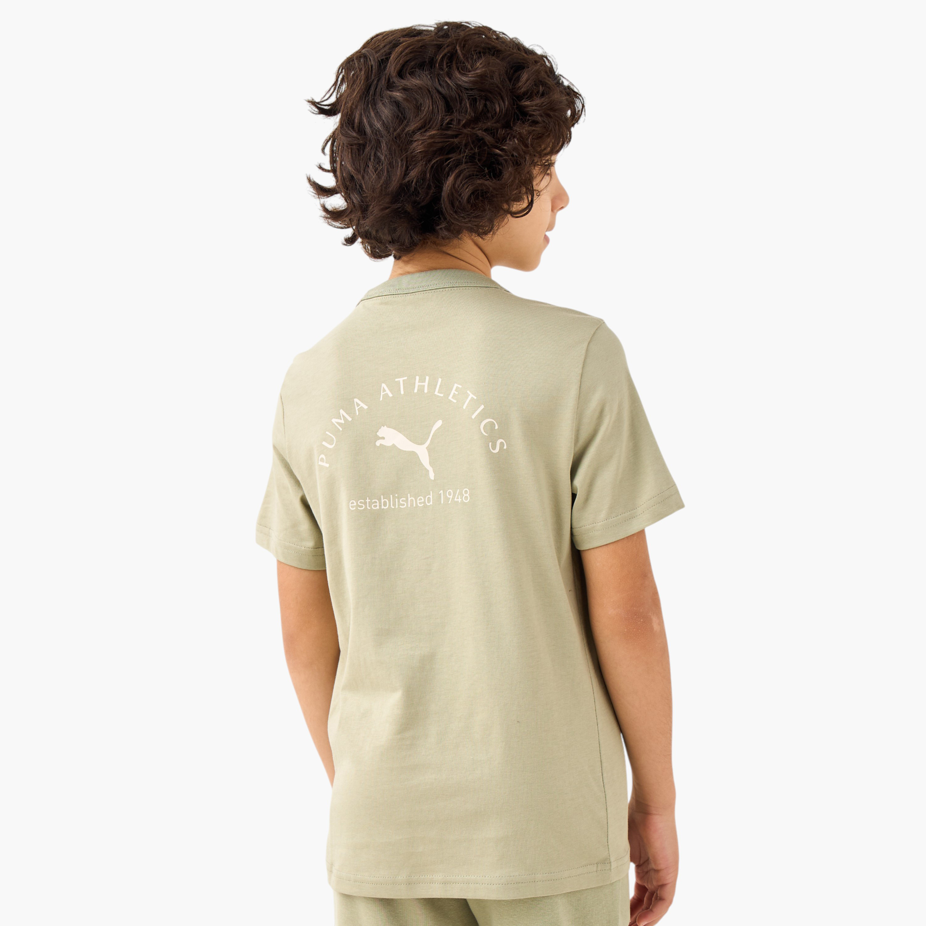 PUMA Boys Crew Neck T-shirt with Logo Print - Cotton - Short Sleeves-sports-boys-clothing-tops-image-3