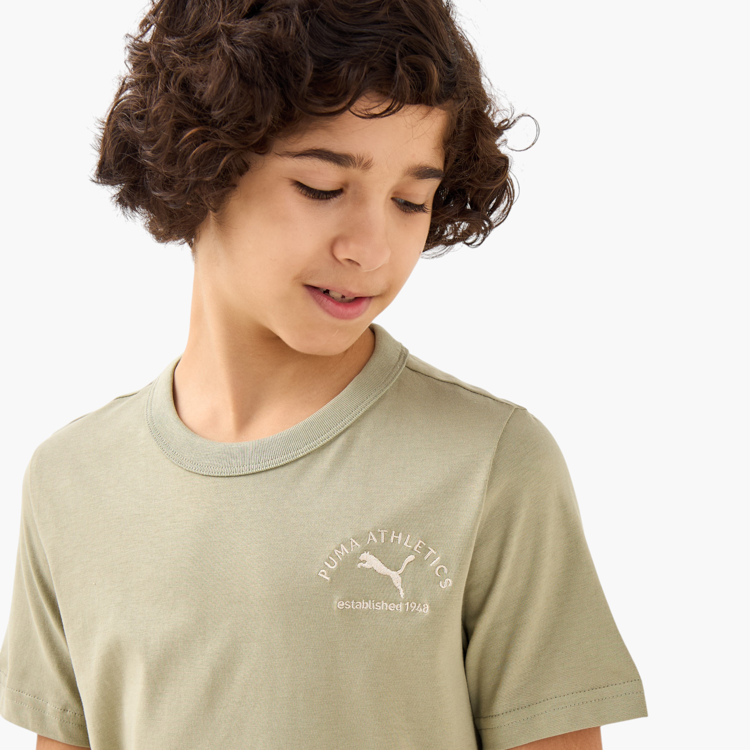 PUMA Boys Crew Neck T-shirt with Logo Print - Cotton - Short Sleeves-sports-boys-clothing-tops-image-4
