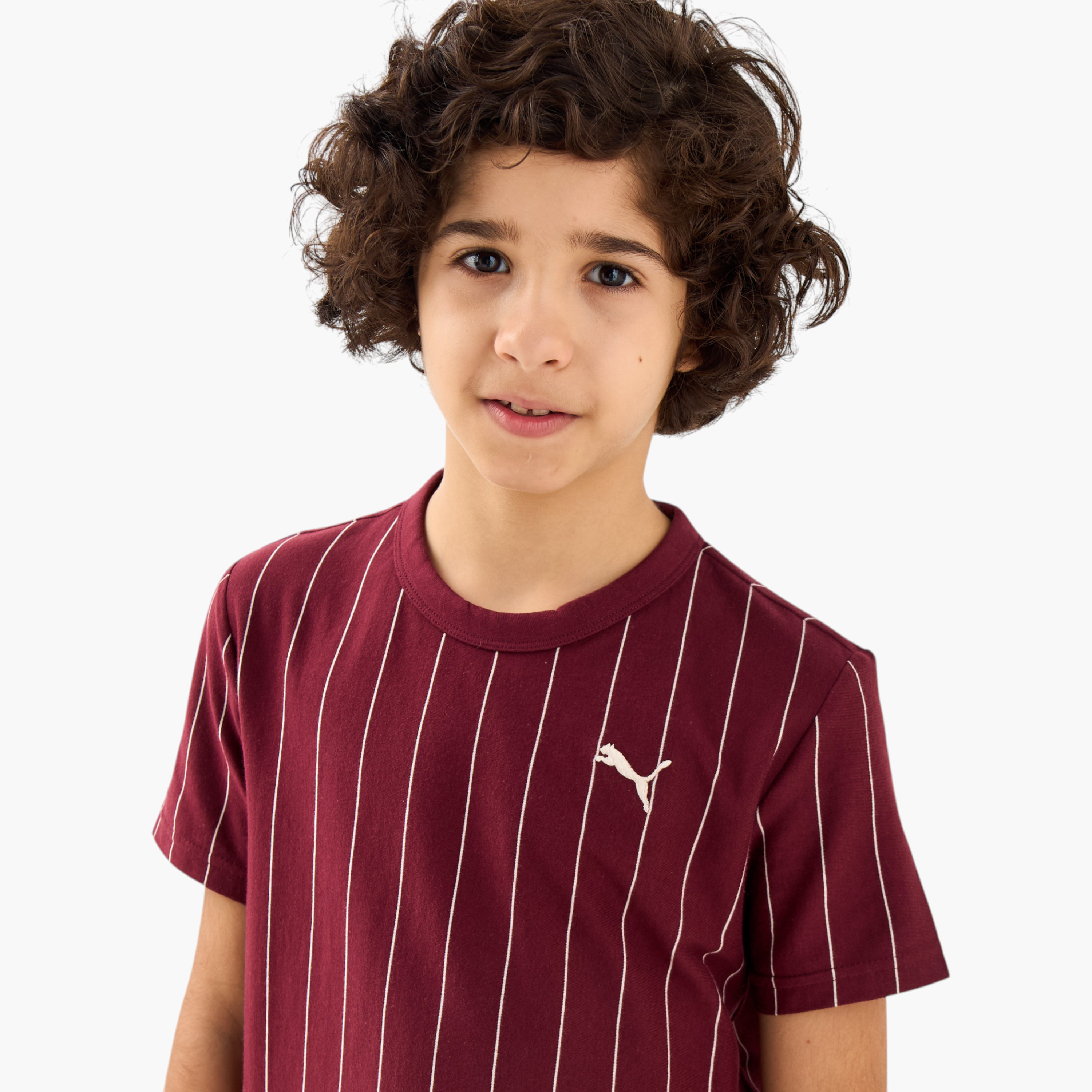PUMA Boys Crew Neck T-shirt with Stripes - Cotton - Short Sleeves-sports-boys-clothing-tops-image-4