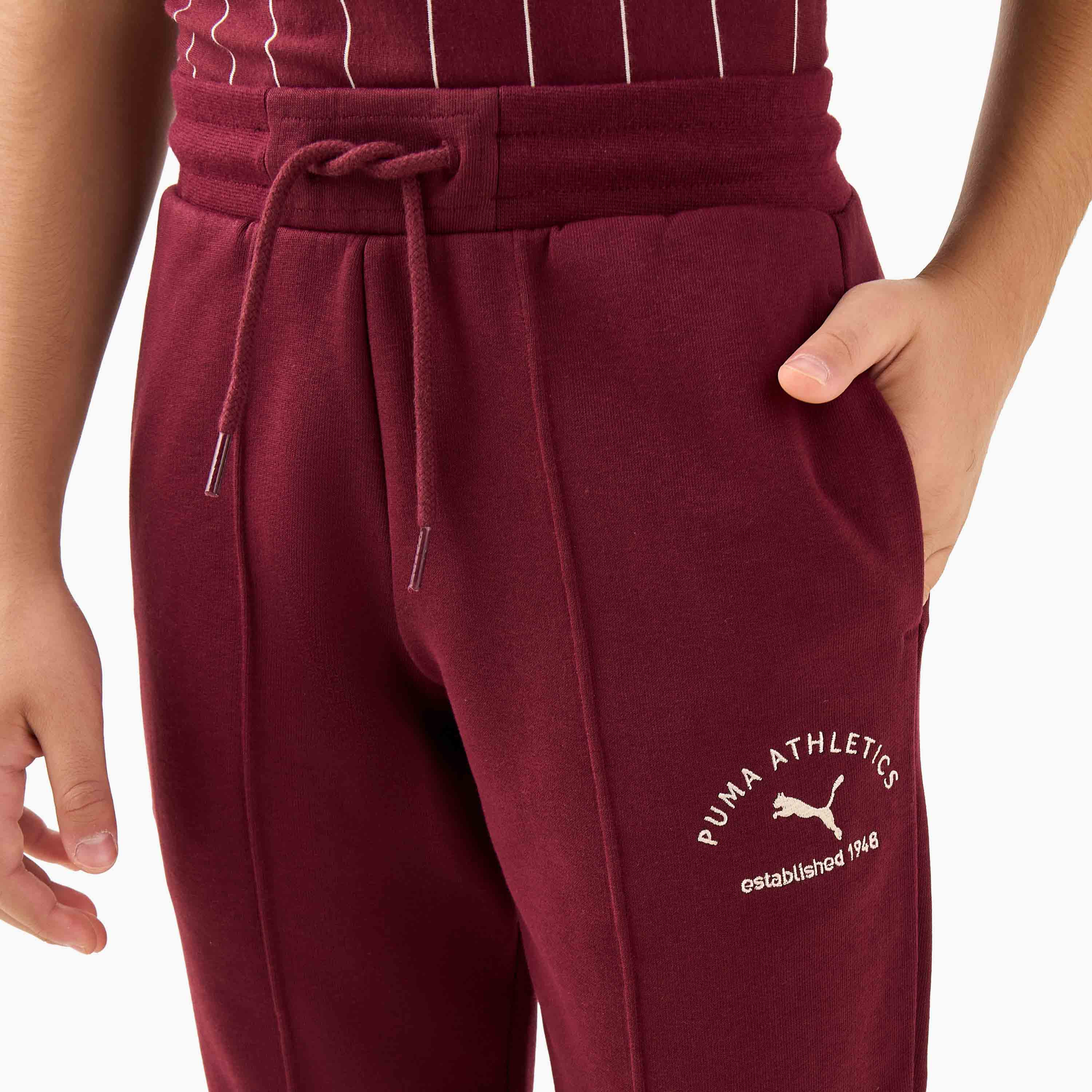 PUMA Boys Joggers with Logo Embroidery - Cotton - Drawstring Waist-boys-clothing-bottoms-joggersandtrackpants-image-4