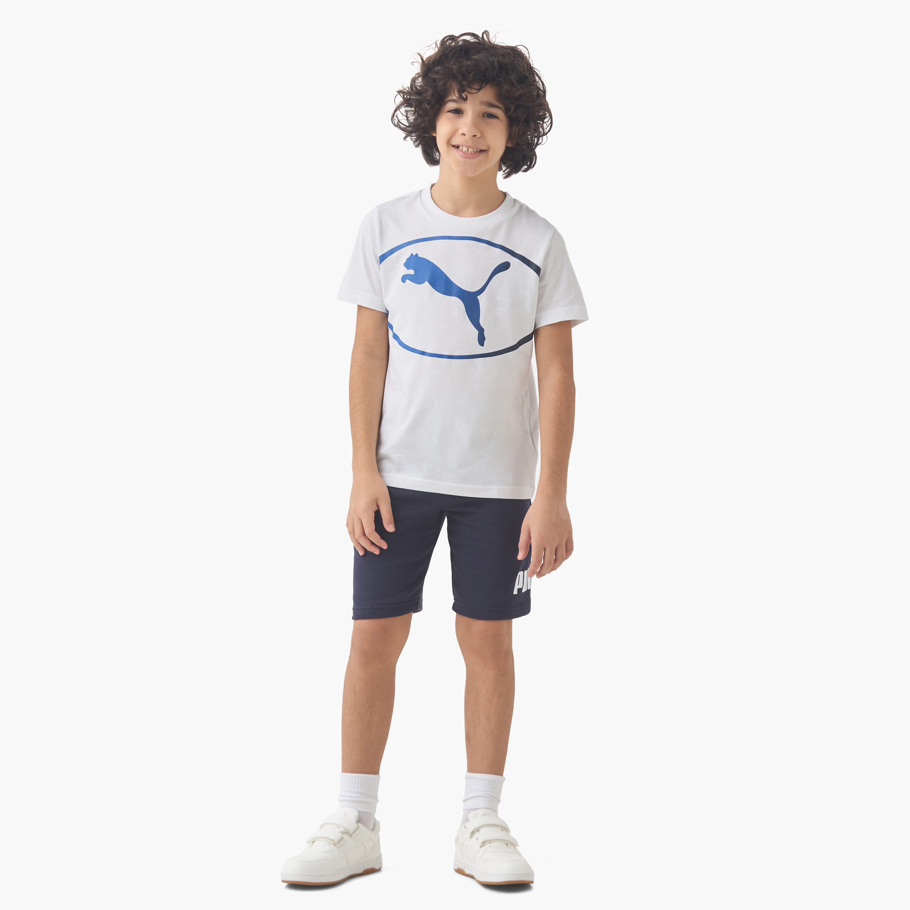 PUMA Boys' Crew Neck T-shirt with Logo Print - Cotton - Short Sleeves-sports-boys-clothing-tops-image-2