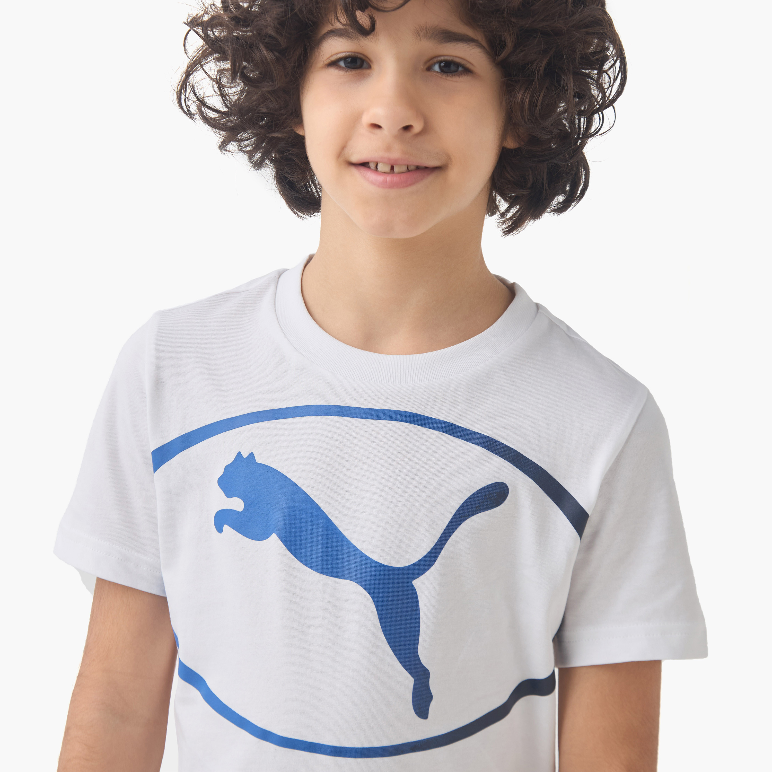 PUMA Boys' Crew Neck T-shirt with Logo Print - Cotton - Short Sleeves-sports-boys-clothing-tops-image-4