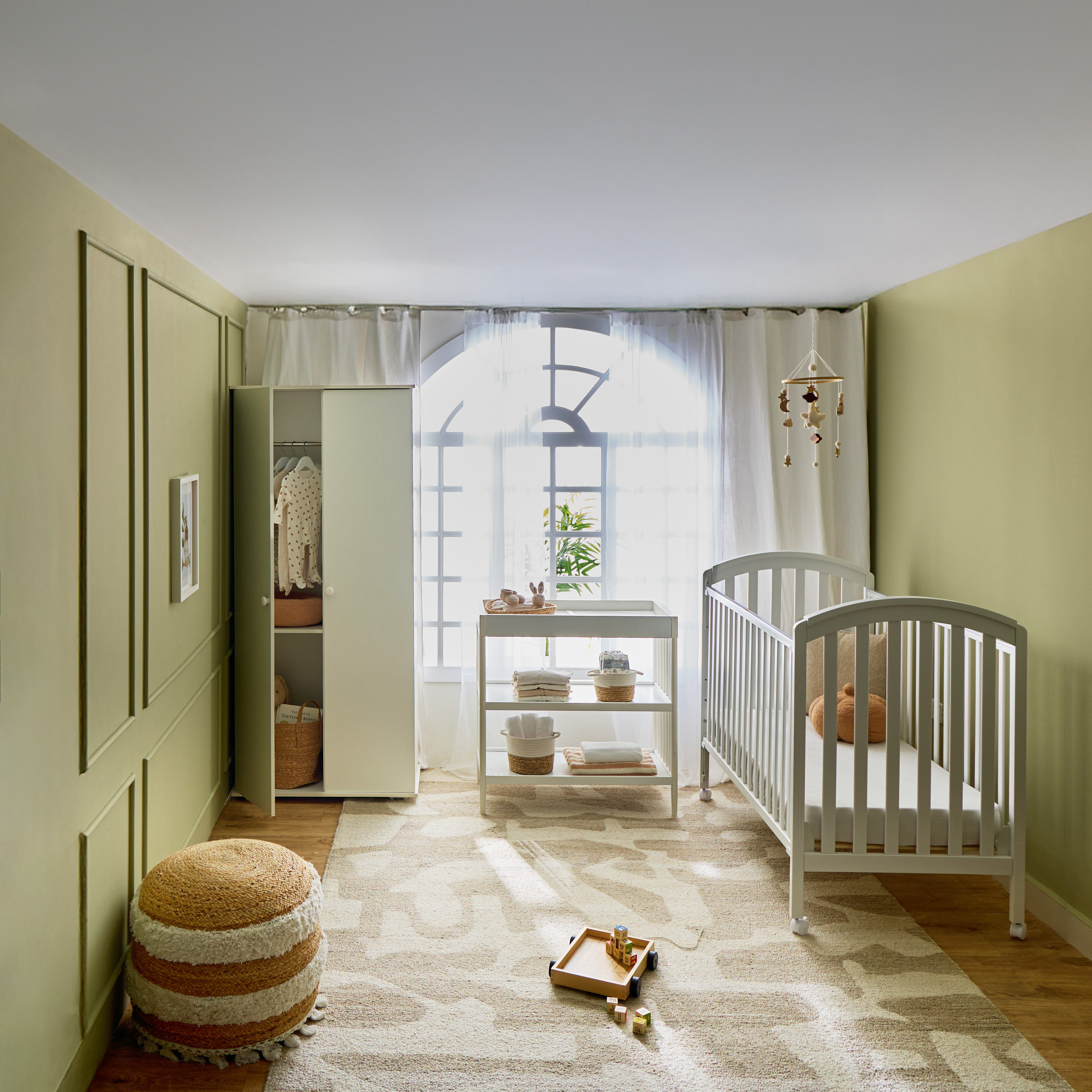 Juniors Capri Wooden Crib with Darcy Changing Table and Universal Wardrobe - Baby Furniture Set-baby-nursery-furniture-cribsandbeds-babycribs-image-1