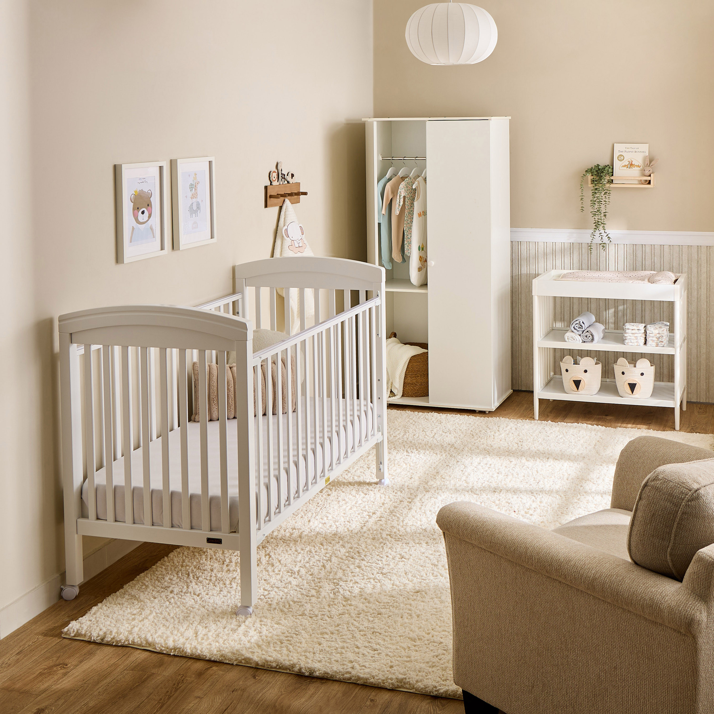 Juniors Magaret Wooden Crib with Darcy Changing Table and Universal Wardrobe - Baby Furniture Set-baby-nursery-furniture-cribsandbeds-babycribs-image-1