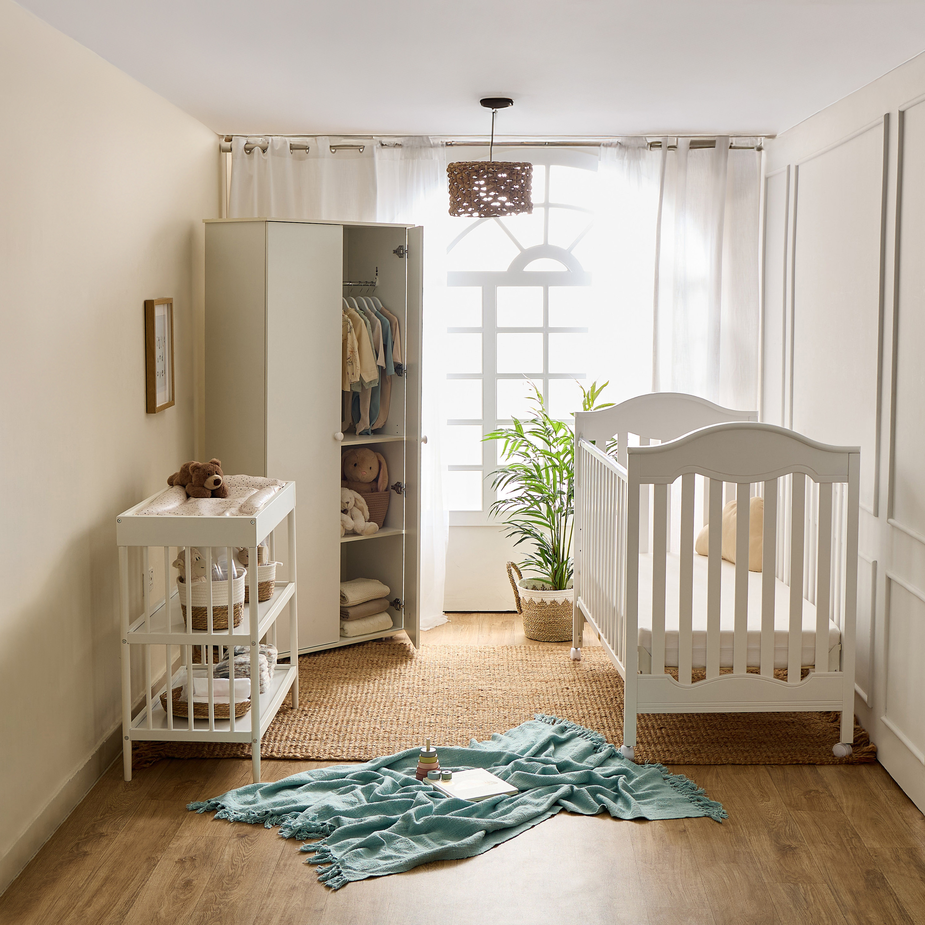 Juniors Charlotte Portable Crib with Darcy Changing Table and Universal Wardrobe -Baby Furniture Set-baby-nursery-furniture-cribsandbeds-babycribs-image-1