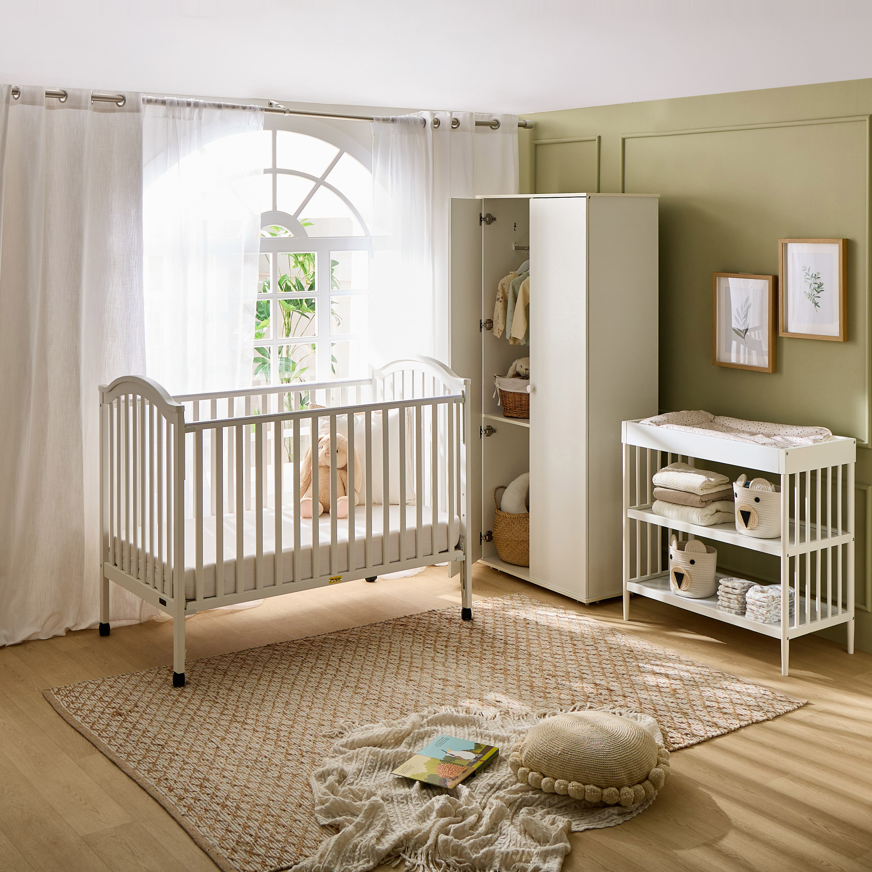 Juniors Henry Wooden Crib with Darcy Changing Table and Solid Universal Wardrobe -Baby Furniture Set-baby-nursery-furniture-cribsandbeds-babycribs-image-1