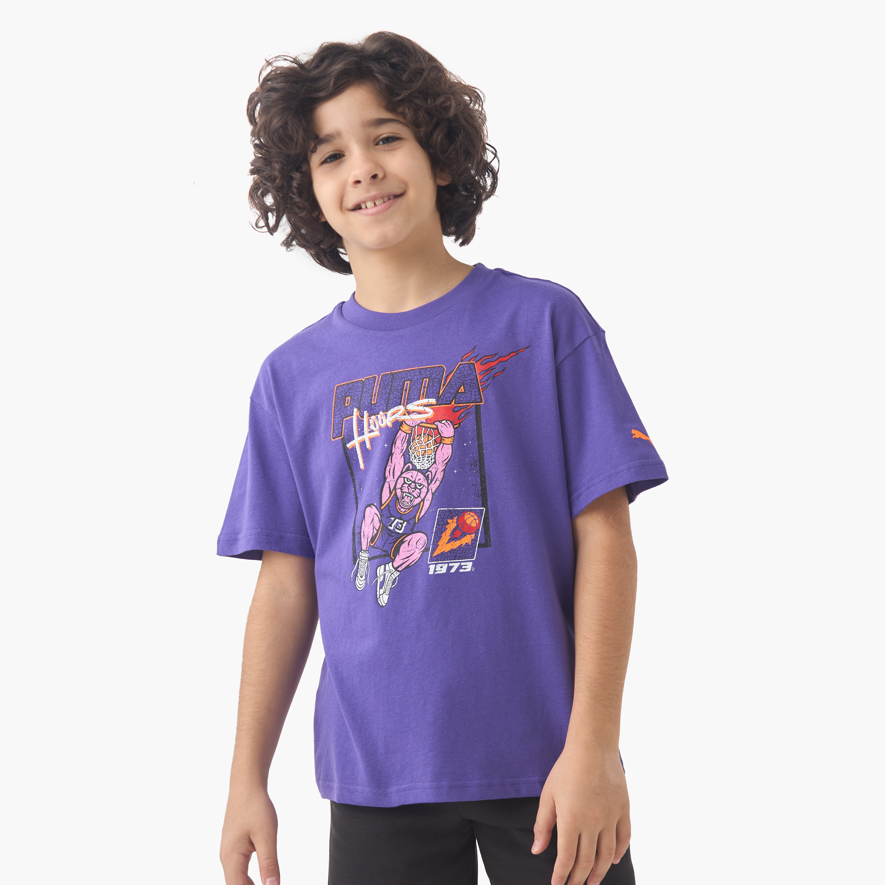 PUMA Boys' Crew Neck T-shirt with Graphic Print - Cotton - Short Sleeves-sports-boys-clothing-tops-image-1