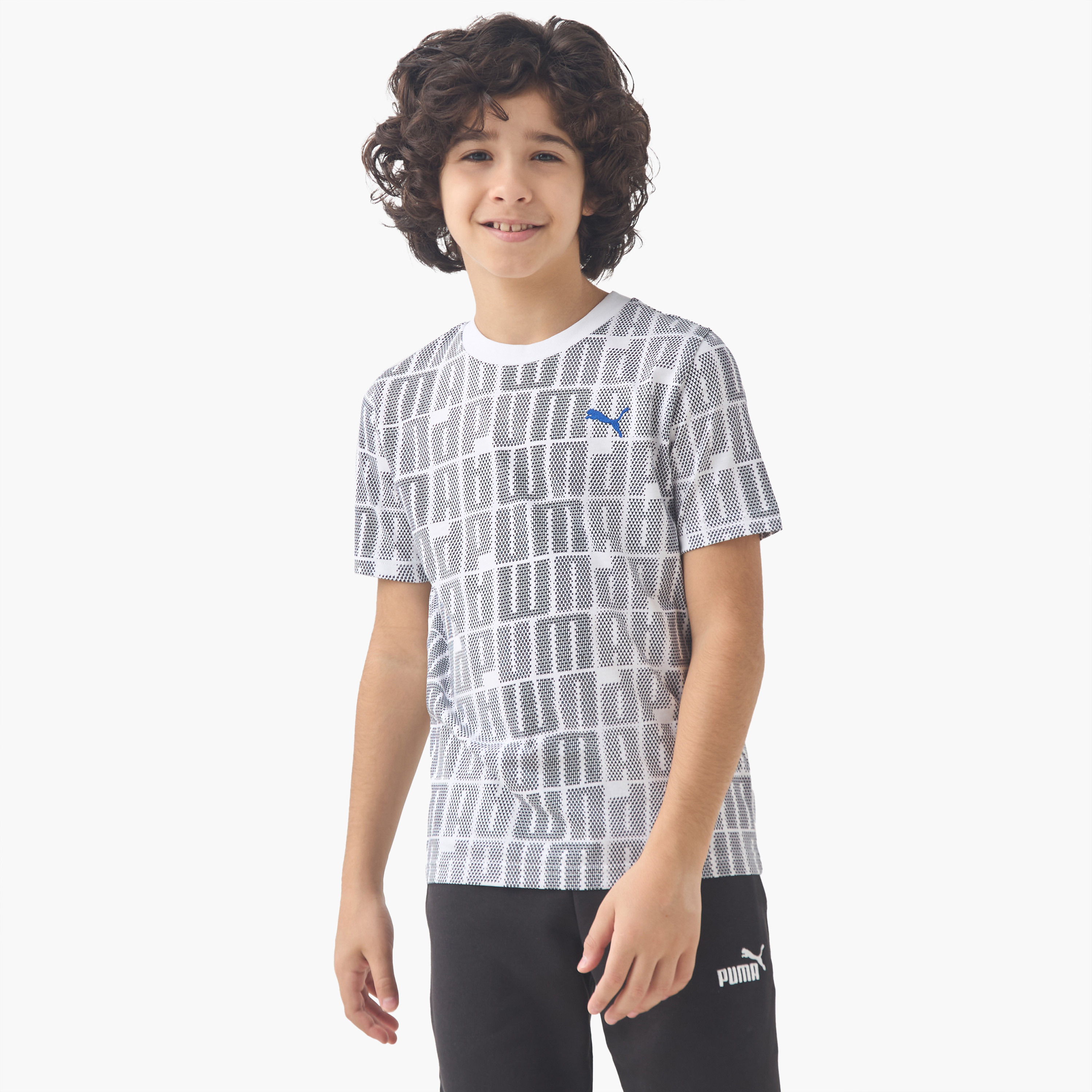 PUMA Boys Crew Neck T-shirt with Logo Print - Cotton - Short Sleeve-boys-clothing-sportswear-tops-image-1