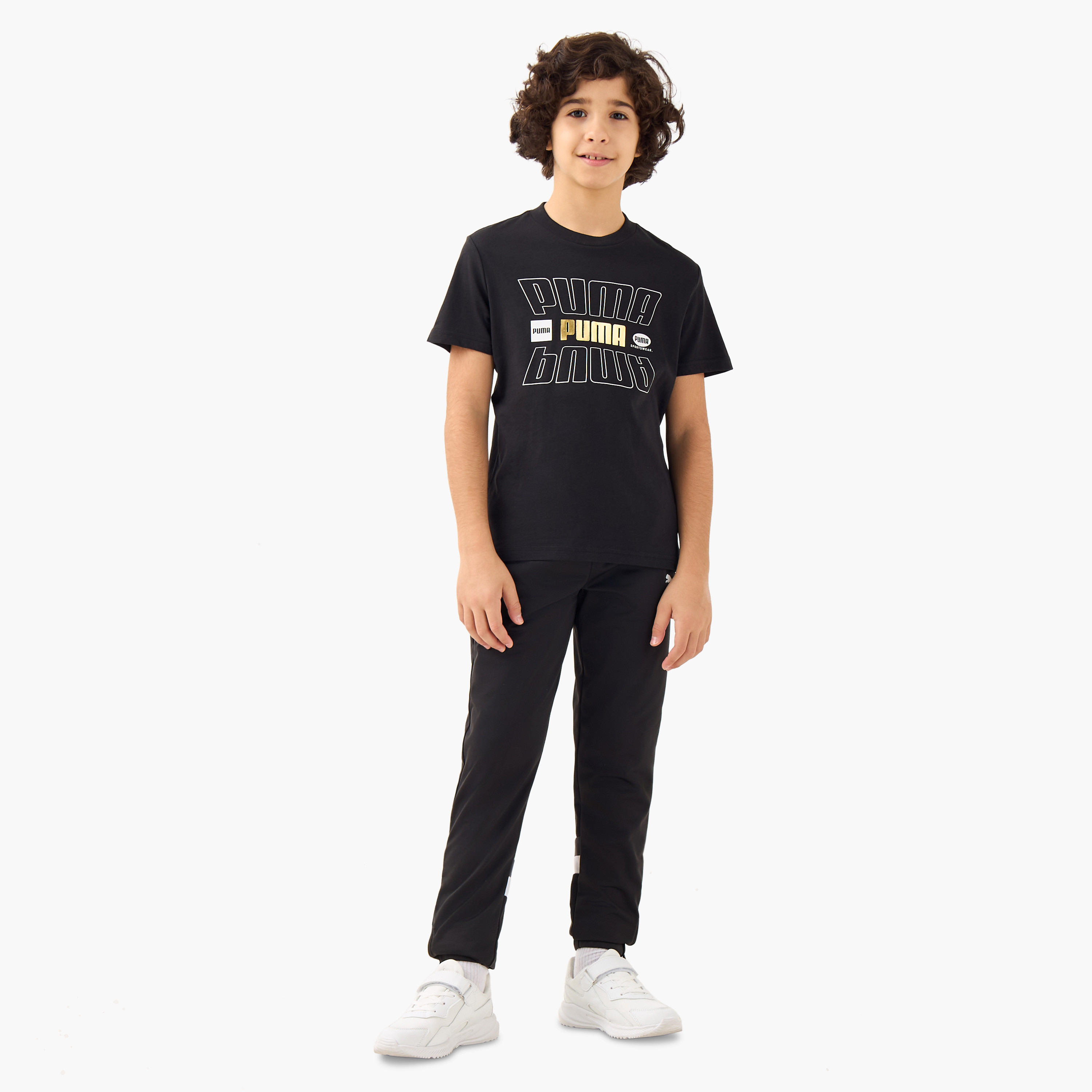 PUMA Boys Crew Neck T-shirt with Logo Print - Cotton - Short Sleeves-sports-boys-clothing-tops-image-2