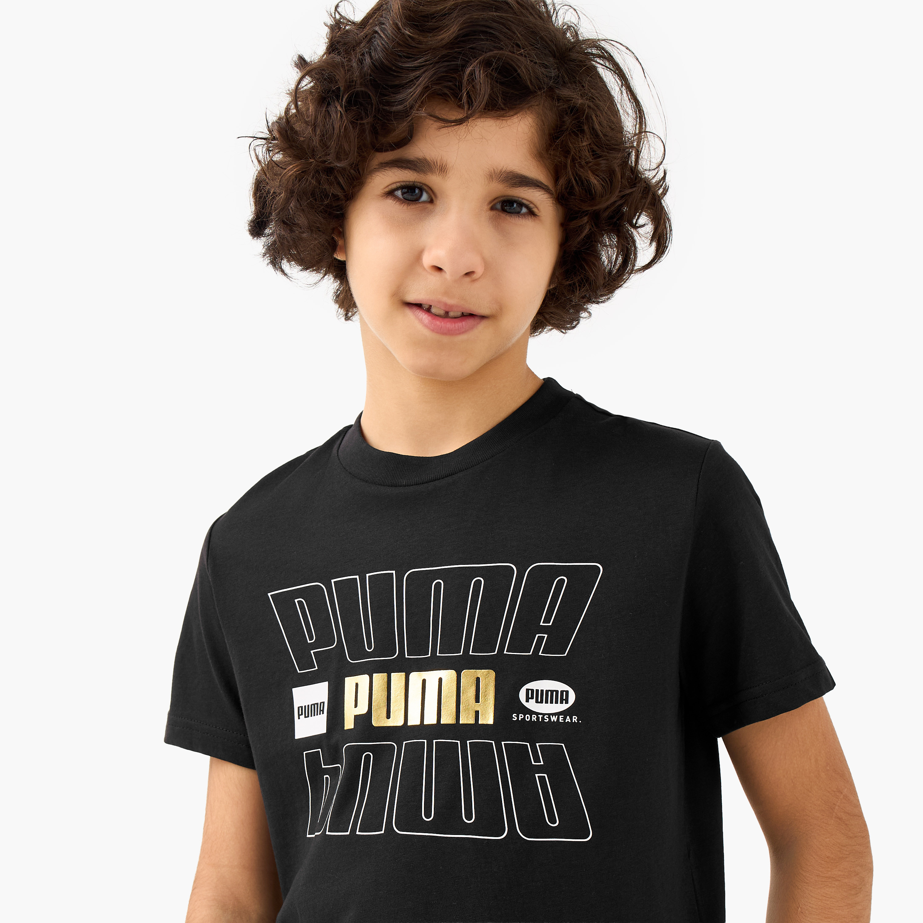 PUMA Boys Crew Neck T-shirt with Logo Print - Cotton - Short Sleeves-sports-boys-clothing-tops-image-4
