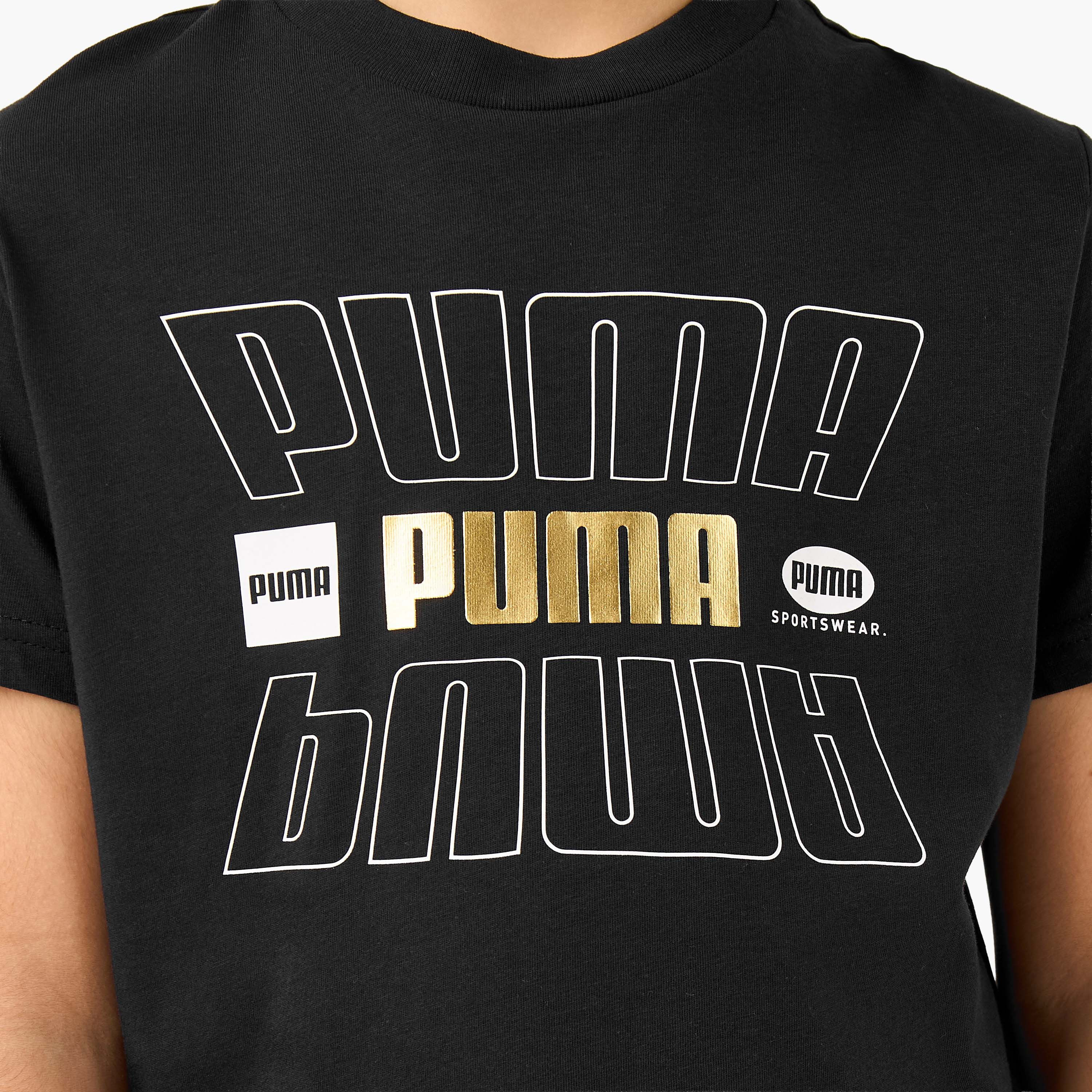 PUMA Boys Crew Neck T-shirt with Logo Print - Cotton - Short Sleeves-sports-boys-clothing-tops-image-5
