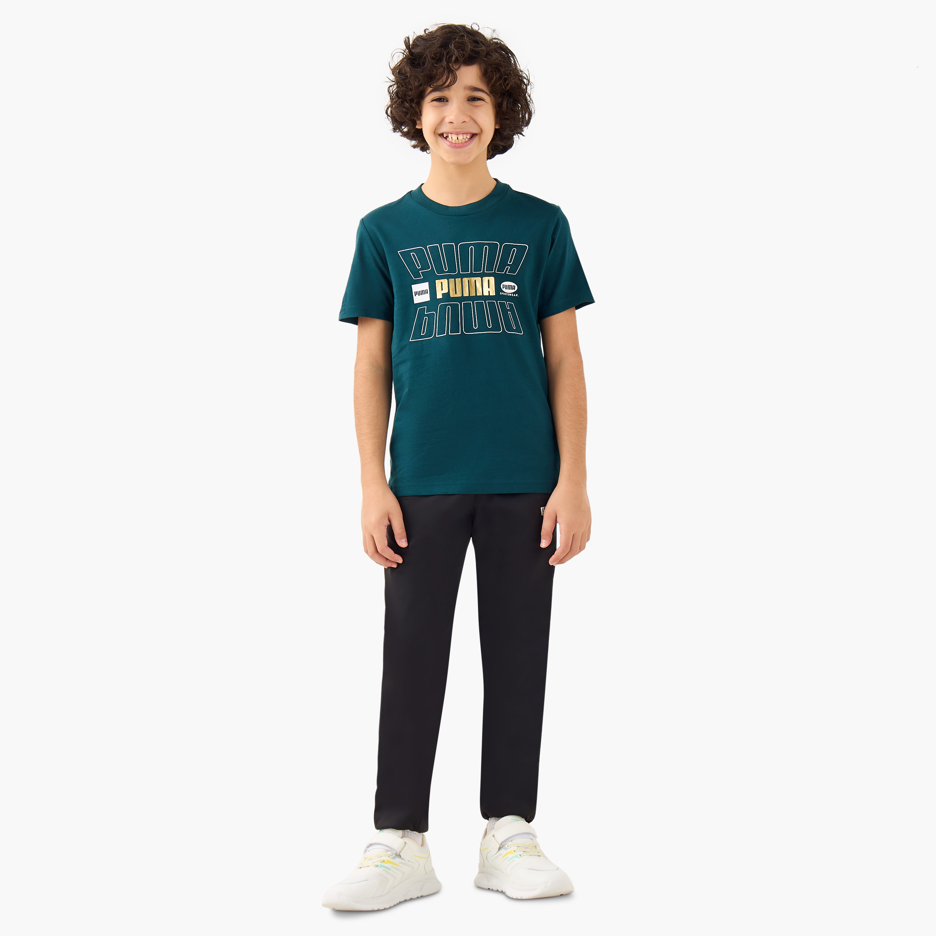 PUMA Boys Crew Neck T-shirt with Logo Print - Cotton - Short Sleeves-sports-boys-clothing-tops-image-2